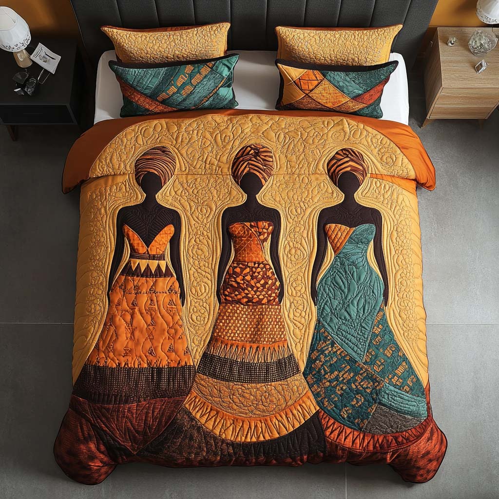 Black Girls Quilted Bedding Set Cozy Bedroom Decor African American Gifts For Her - Image 2