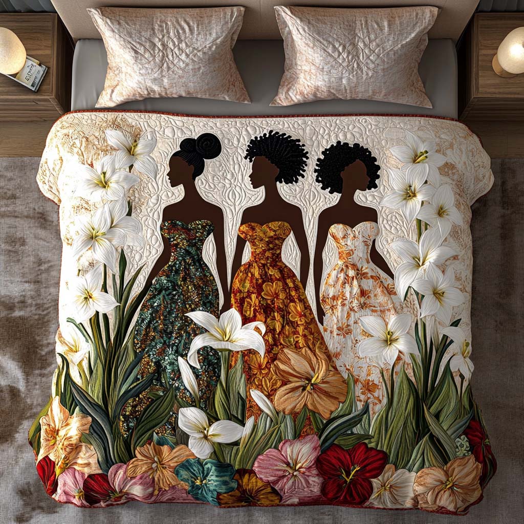 Black Girls Quilted Bedding Set Cozy Bedroom Decor African American Gifts For Her - Image 7