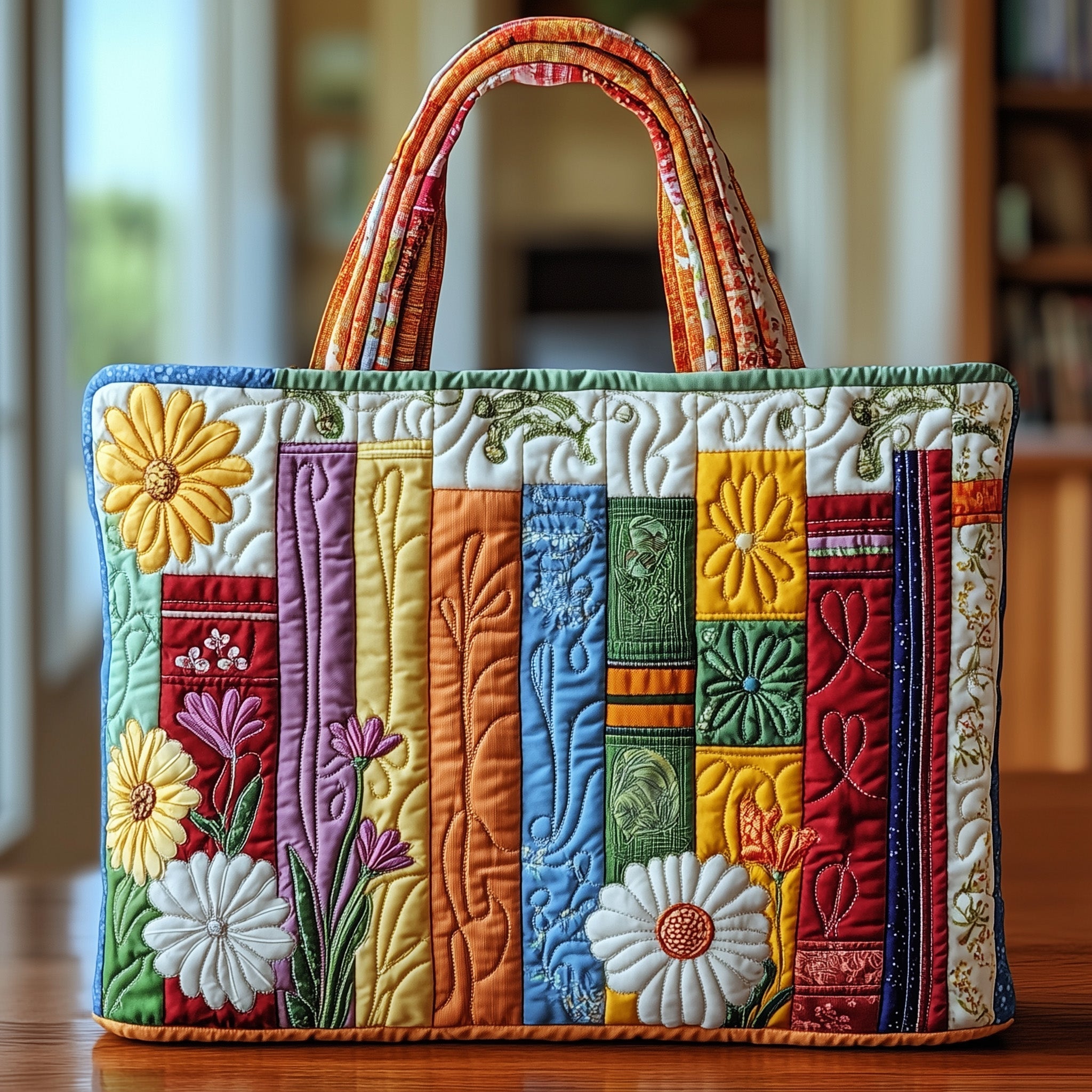 Blooming Book Quilted Tote Bag Trendy Handbag For Women Best Gifts For Bookish