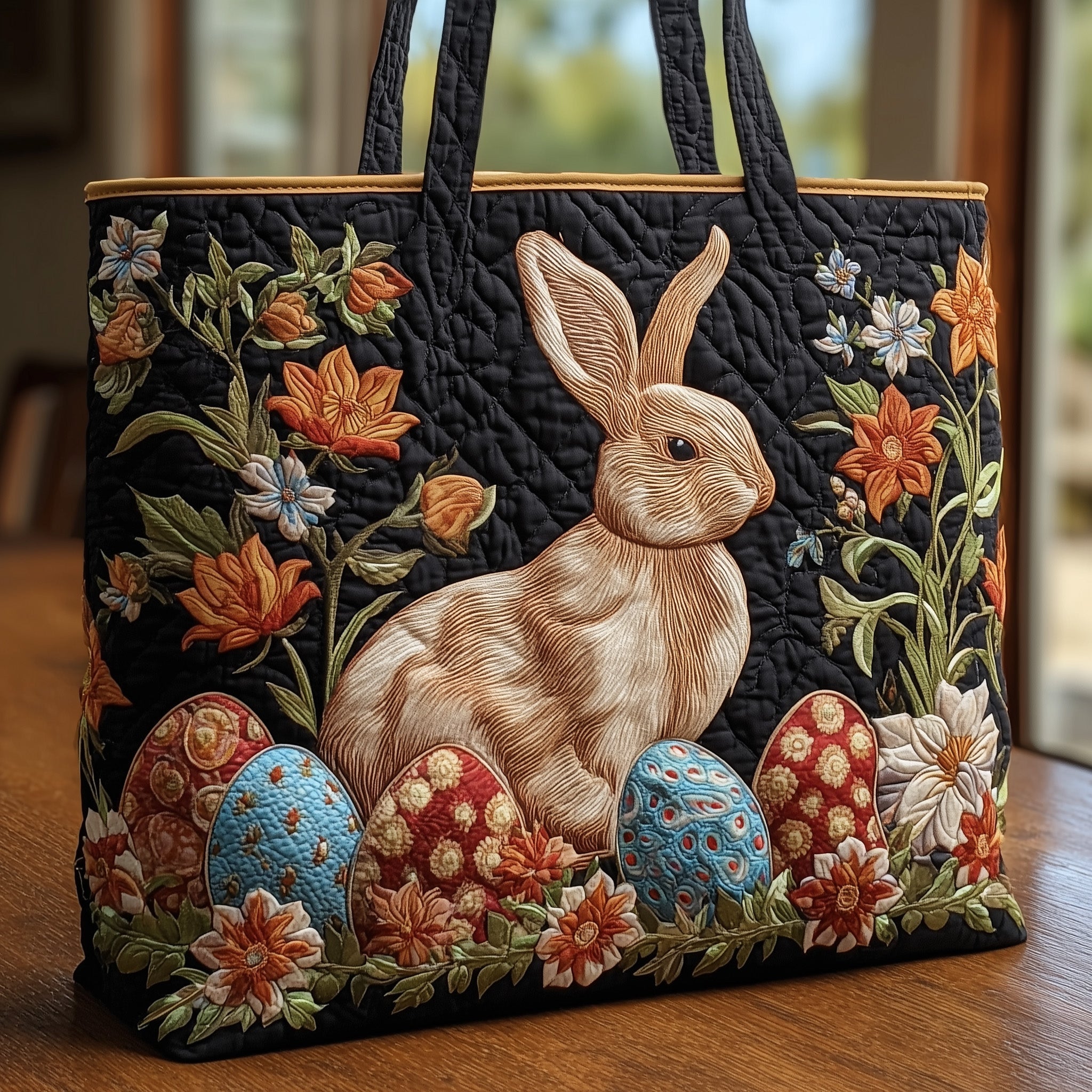 Blooming Bunny Quilted Tote Bag Best Everyday Tote Best Easter Gifts For Women