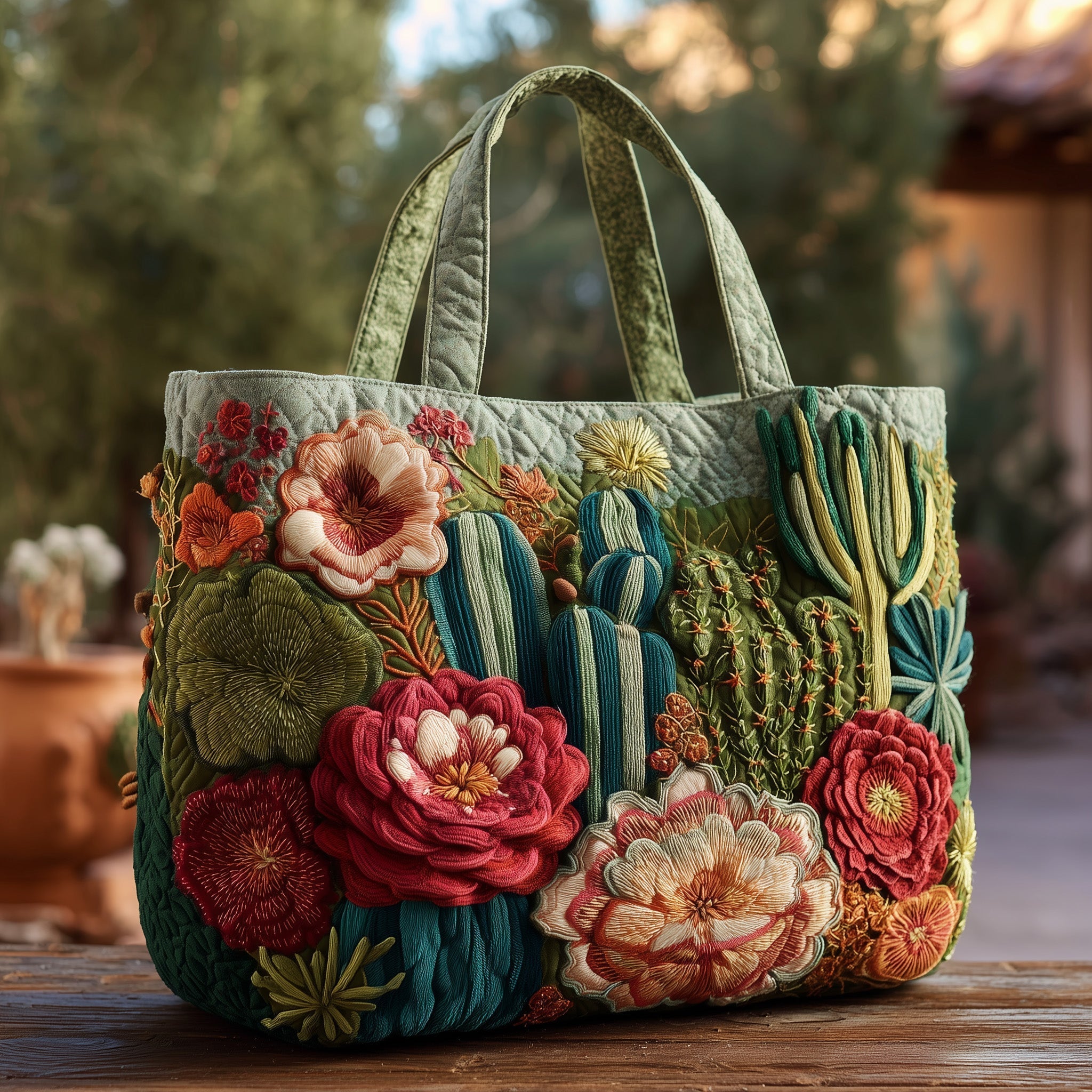 Blooming Cactus Haven Quilted Tote Bag The Perfect Tote Bag Gifts Ideas For Mother In Law
