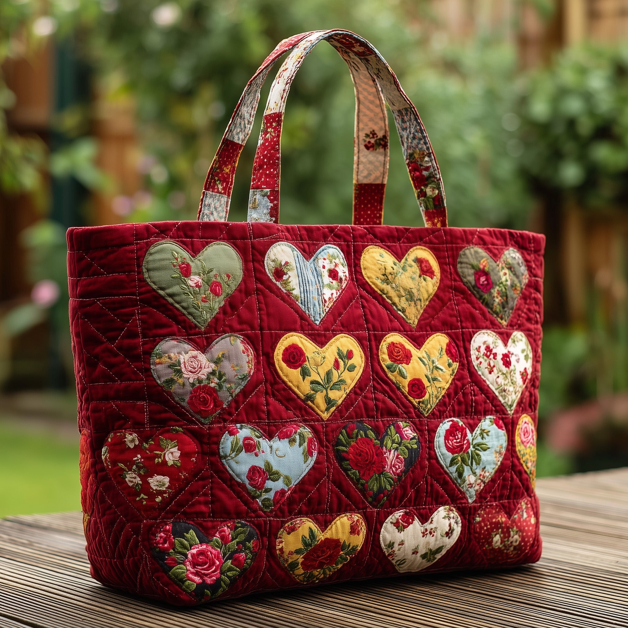 Blooming Heart Quilted Tote Bag Patchwork Tote Bag Valentine Gifts For Girlfriend