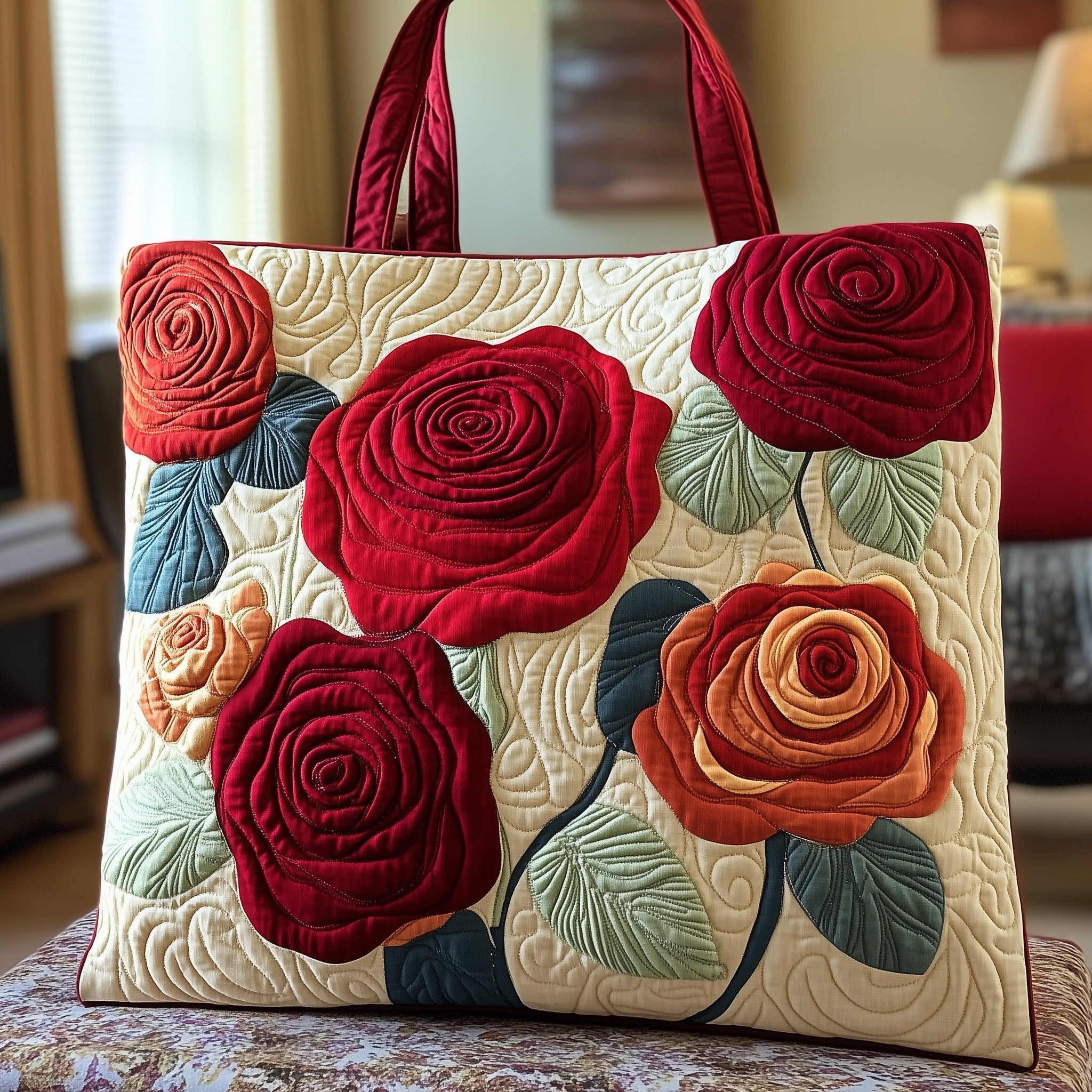 Blooming Rose Quilted Tote Bag Perfect Tote Bag Birthday Present For Wife
