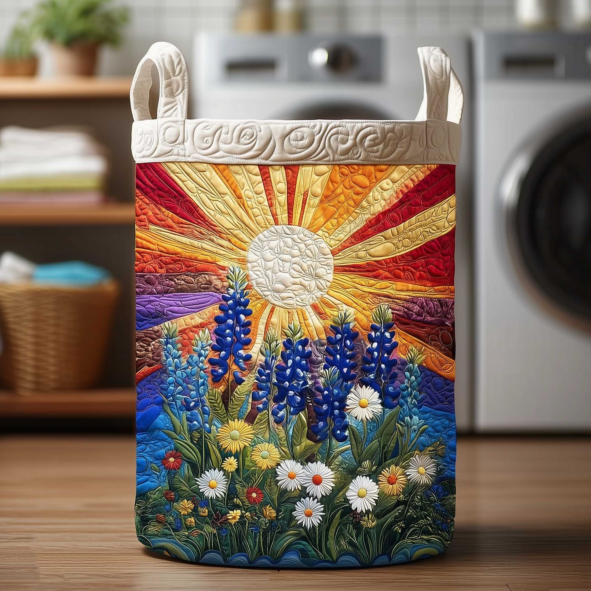 Blooming Sunrise Bluebonnet Sunshine Laundry Basket Best Clothes Fabric Storage Bin Hamper