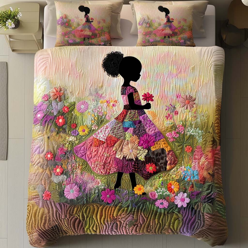 Blossom Grace Quilted Bedding Set Bed Room Decoration African American Gifts For Her