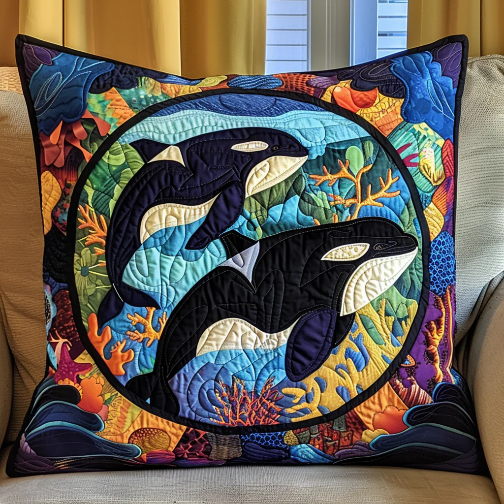 Blue Depths Delight Quilted Pillow Case Sofa Pillow Covers Decor Gift For Her