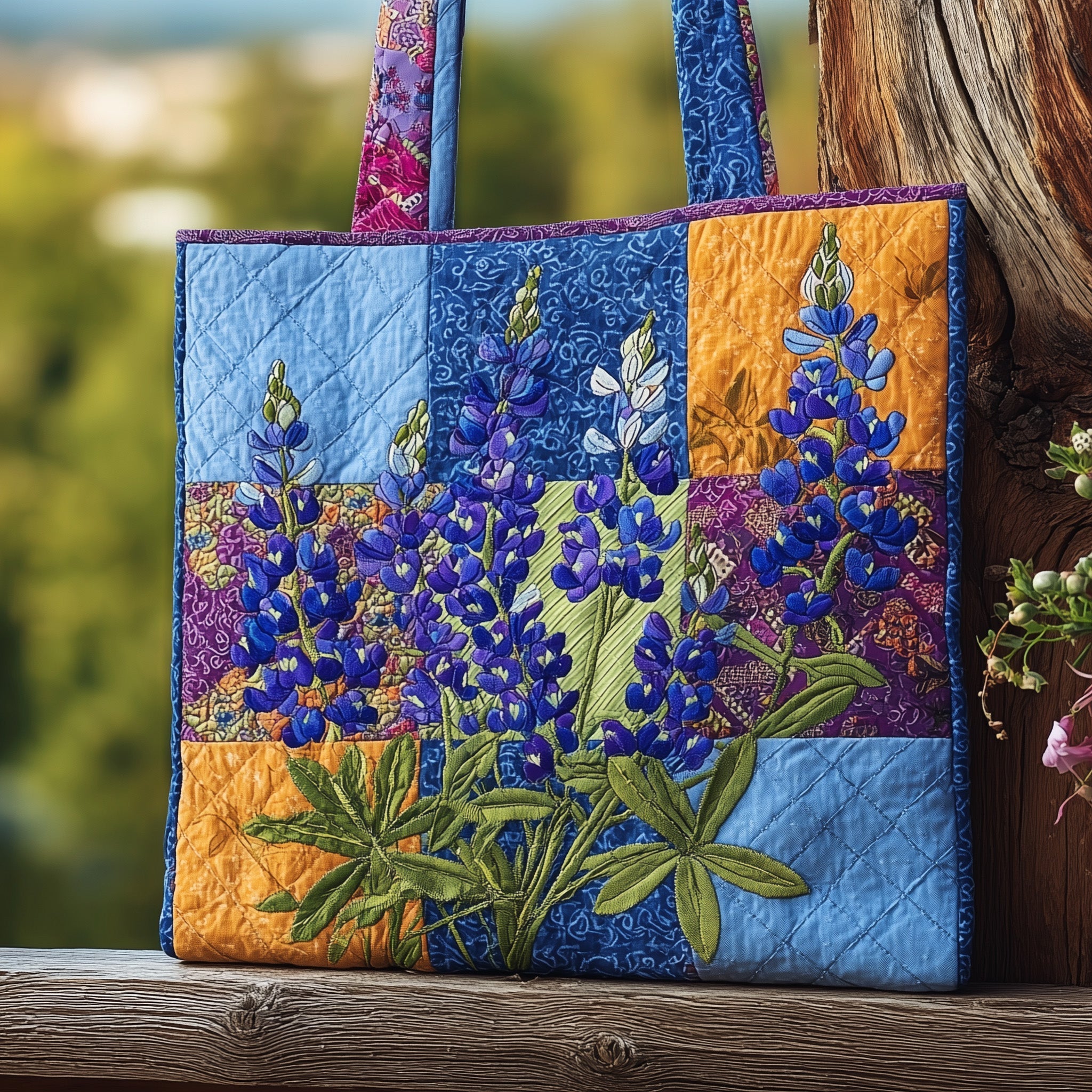 Bluebonnet Quilted Tote Bag Patchwork Tote Bag Birthday Gifts Idea For Women