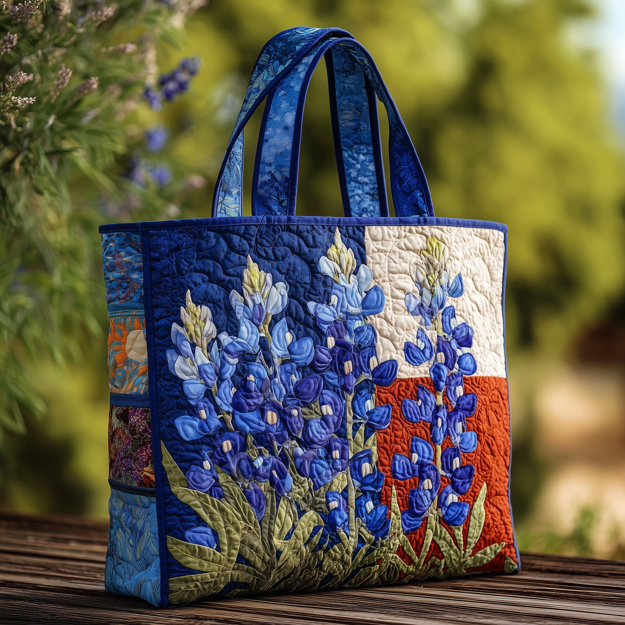 Bluebonnet Quilted Tote Bag Texas Pride Shoulder Bag For Women Gift For Texans