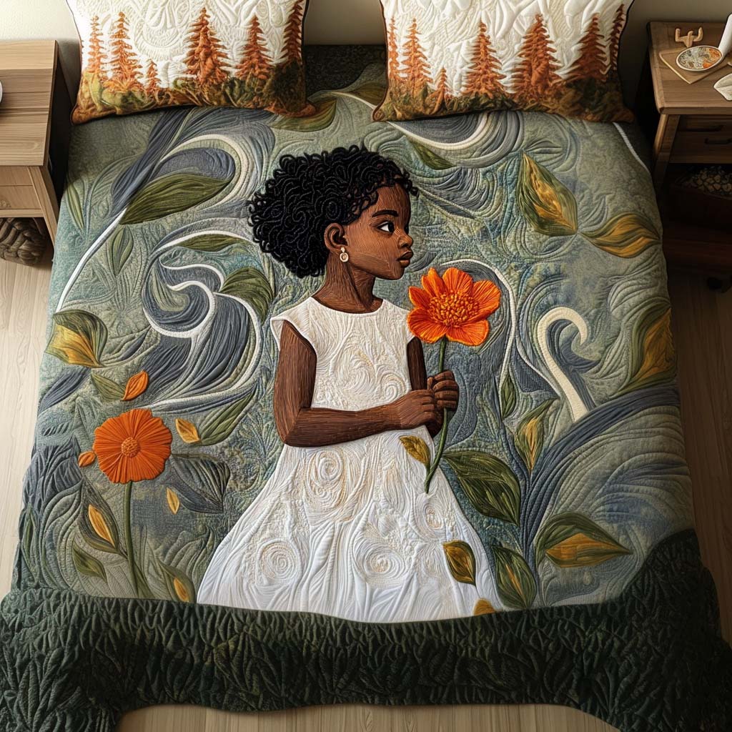 Bold and Blooming Quilted Bedding Set Bedroom Decorations African American Heritage Month Gifts