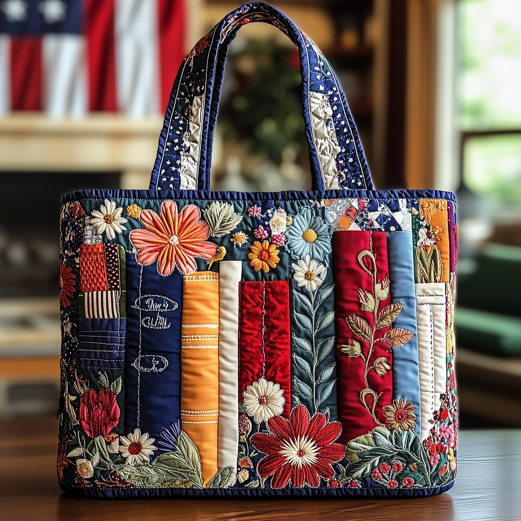 Book Bliss Quilted Tote Bag Floral Shoulder Bags For Women Awesome Gifts For Book Lovers