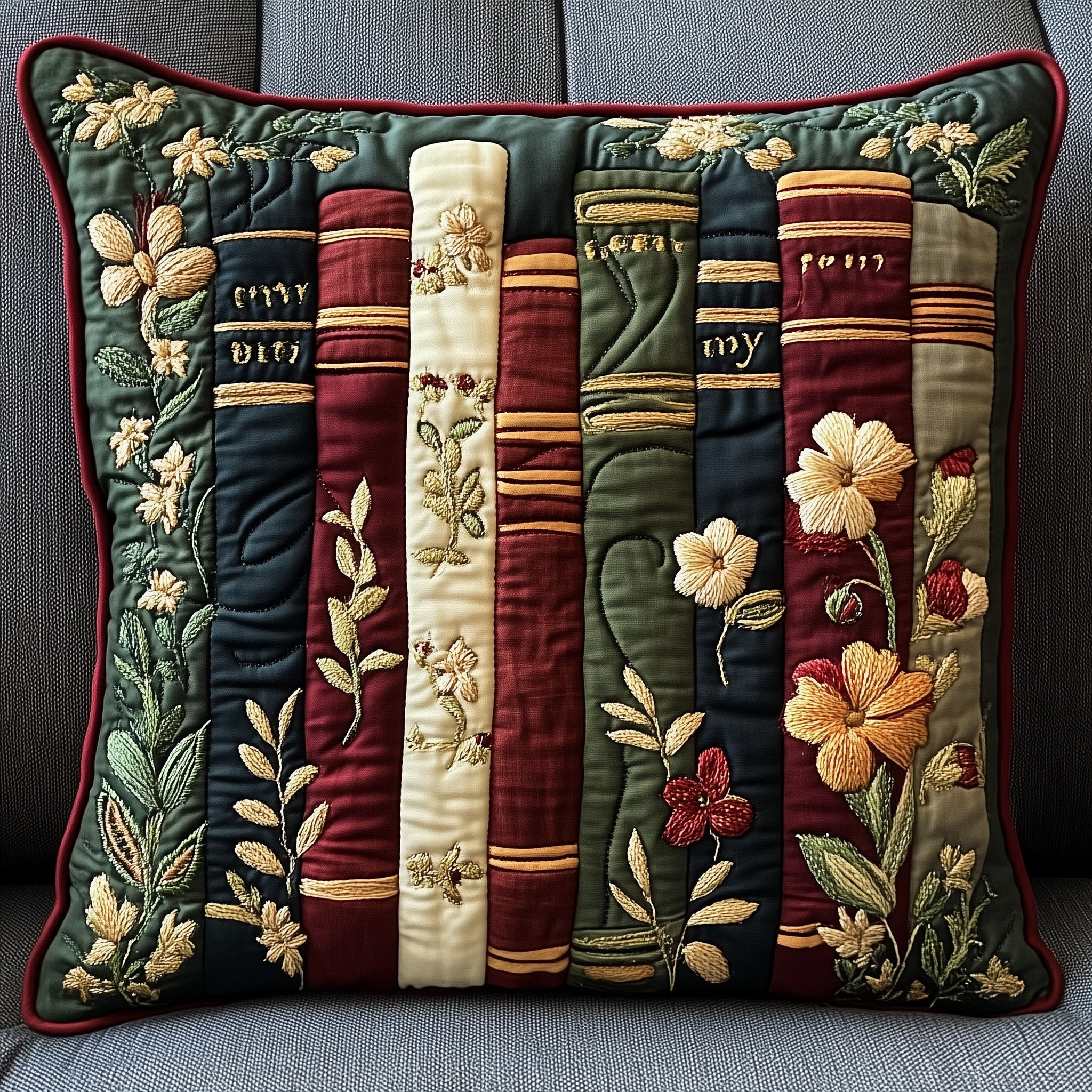 Book Charm Quilted Pillow Case Throw Pillow Cover ItemBook Lovers Gifts For Sisters
