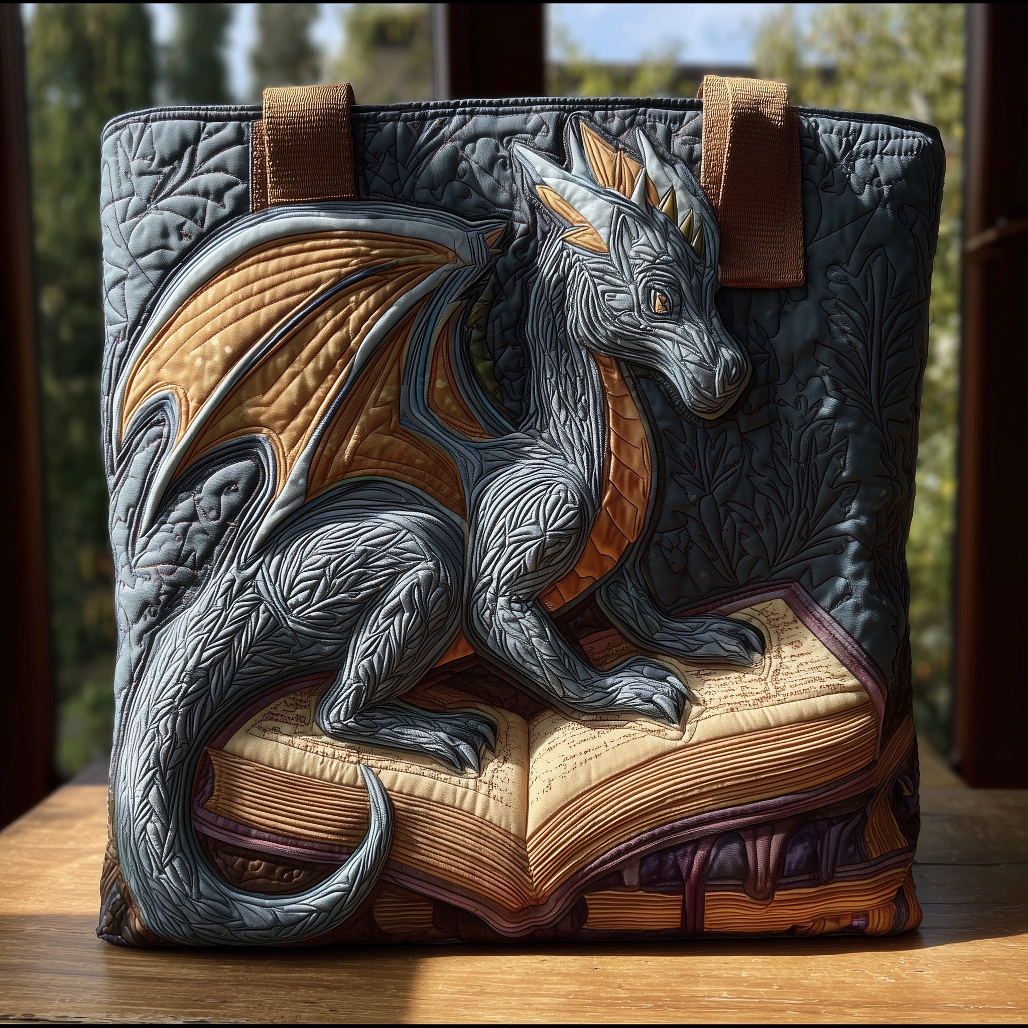 Book Dragon Quilted Tote Bag Best Bags For Women Cool Gifts For Book Lovers