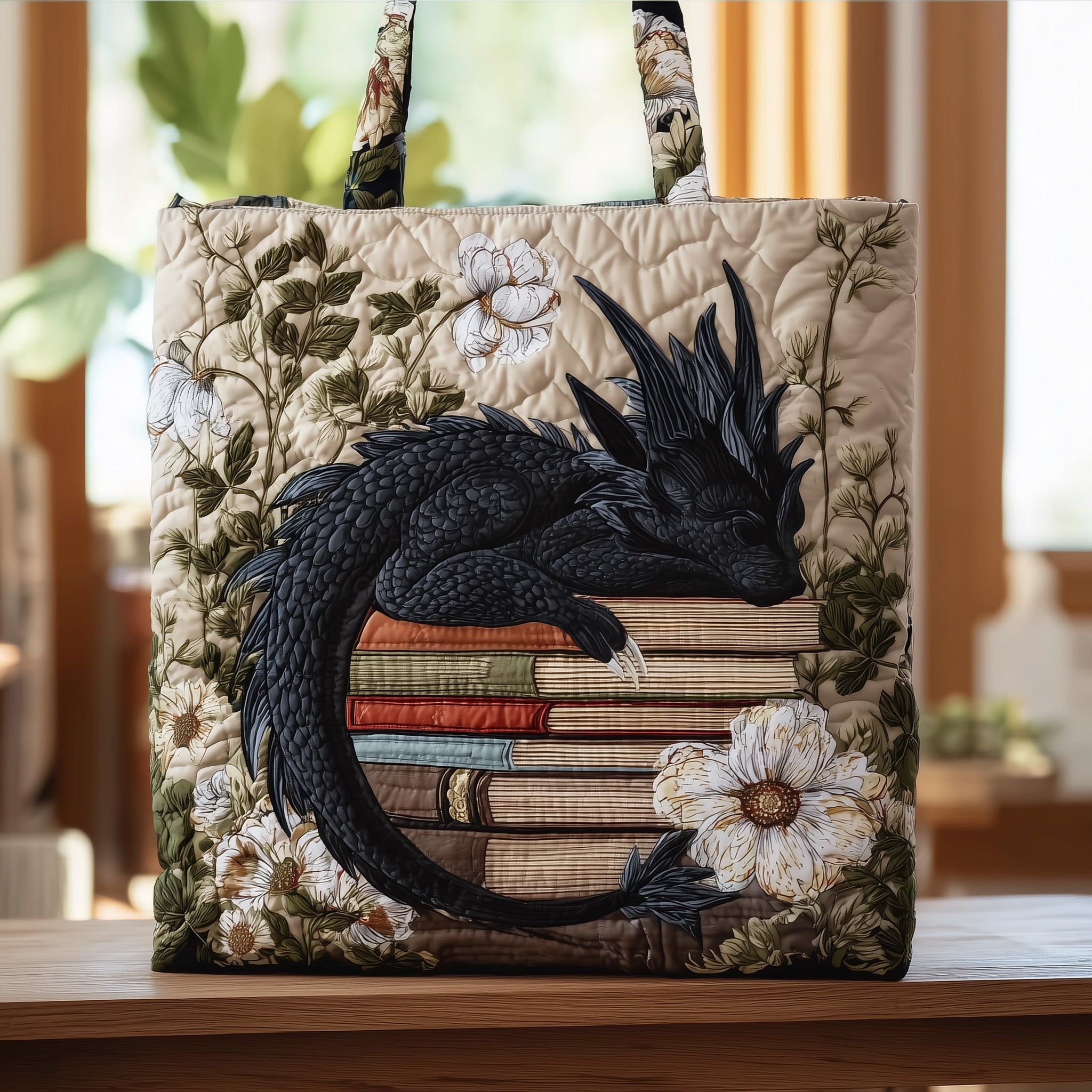 Book Dragon Quilted Tote Bag Best Shoulder Handbags Great Book Lover Gift Ideas For Her