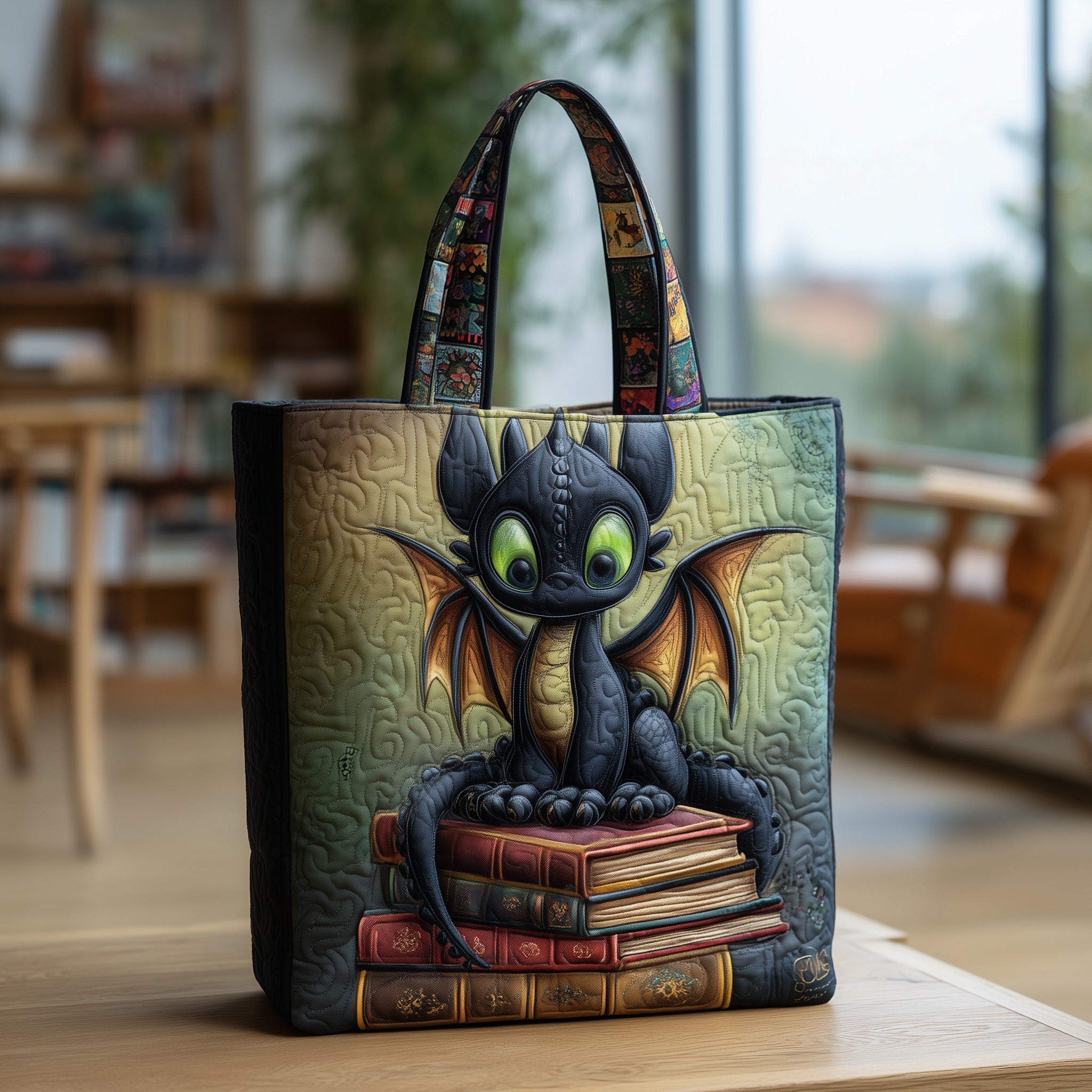 Book Dragon Quilted Tote Bag The Perfect Everyday Tote Bag Book Lovers Gifts For Sisters