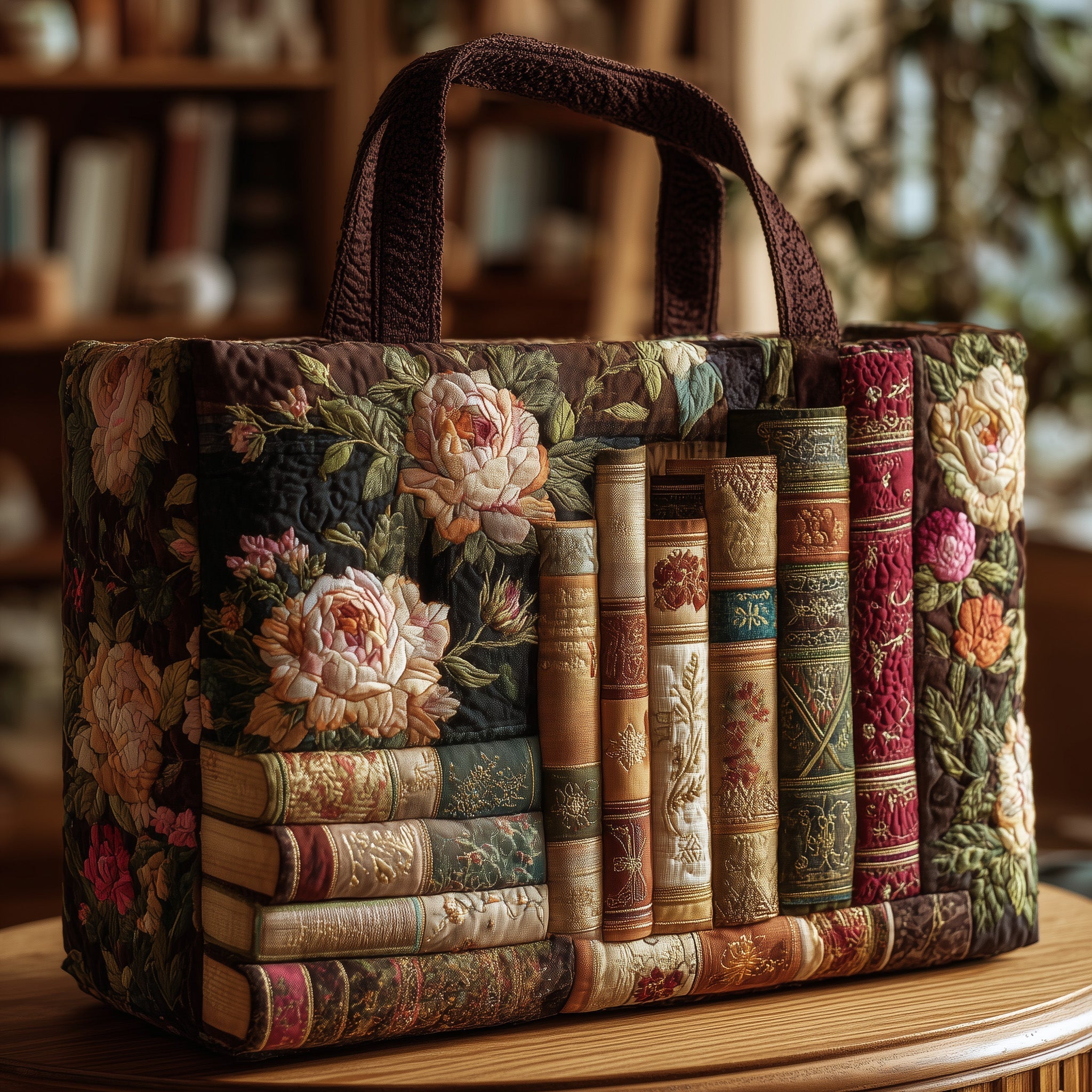 Book Haven Quilted Tote Bag Floral Tote Bags For Women Great Book Themed Gifts