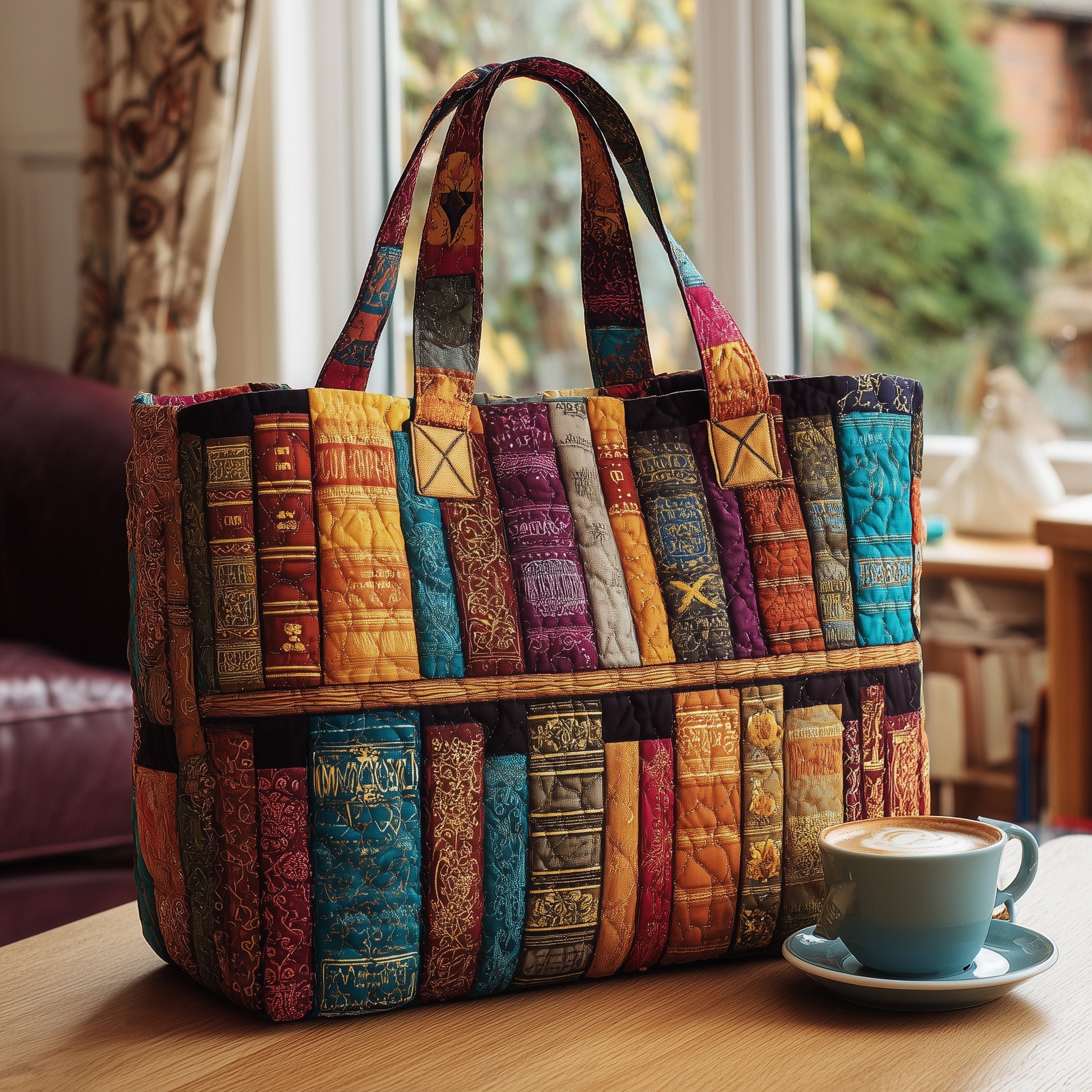 Book Nook Quilted Tote Bag Best Everyday Shoulder Bag Great Book Lover Gifts For Her