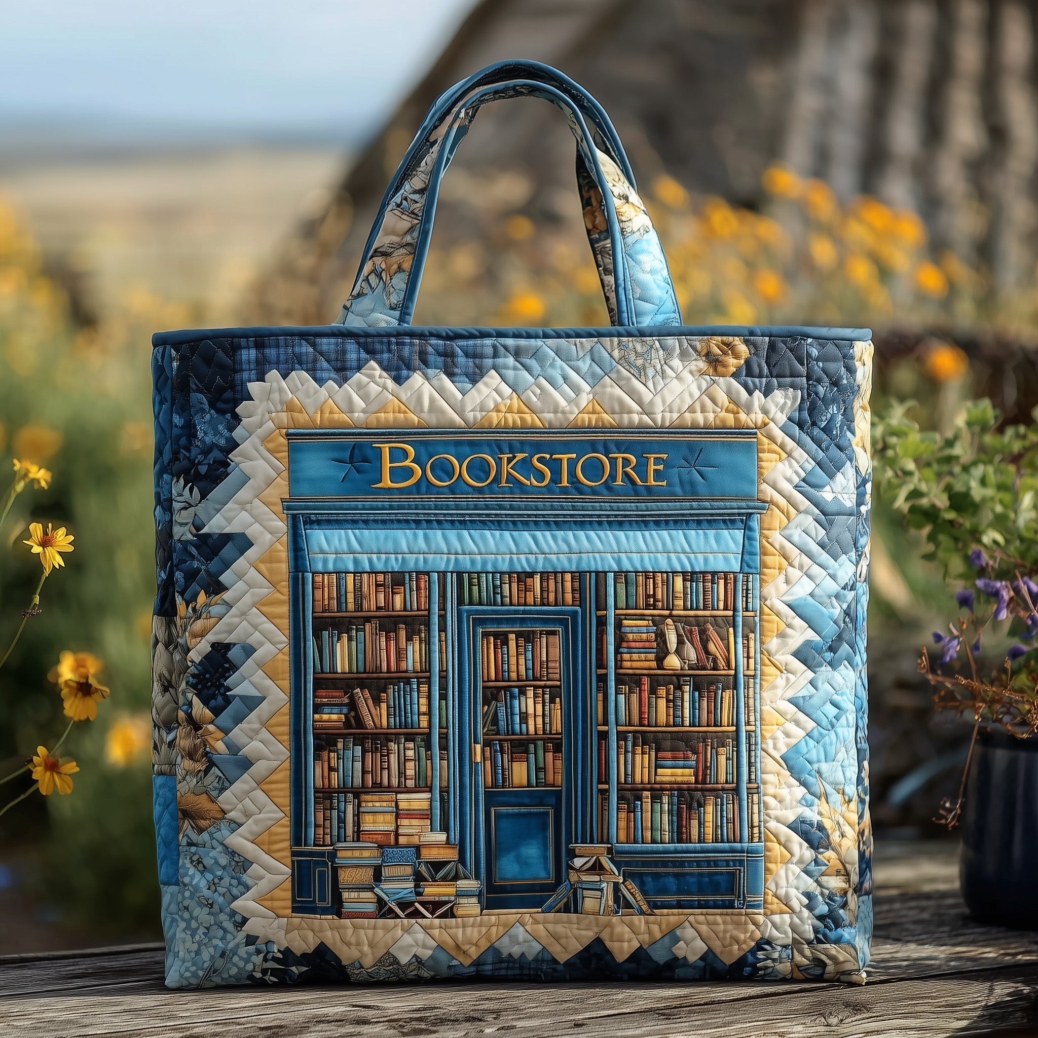 Bookstore Charming  Quilted Tote Bag Handbag For Women Great Book Lover Gift Ideas