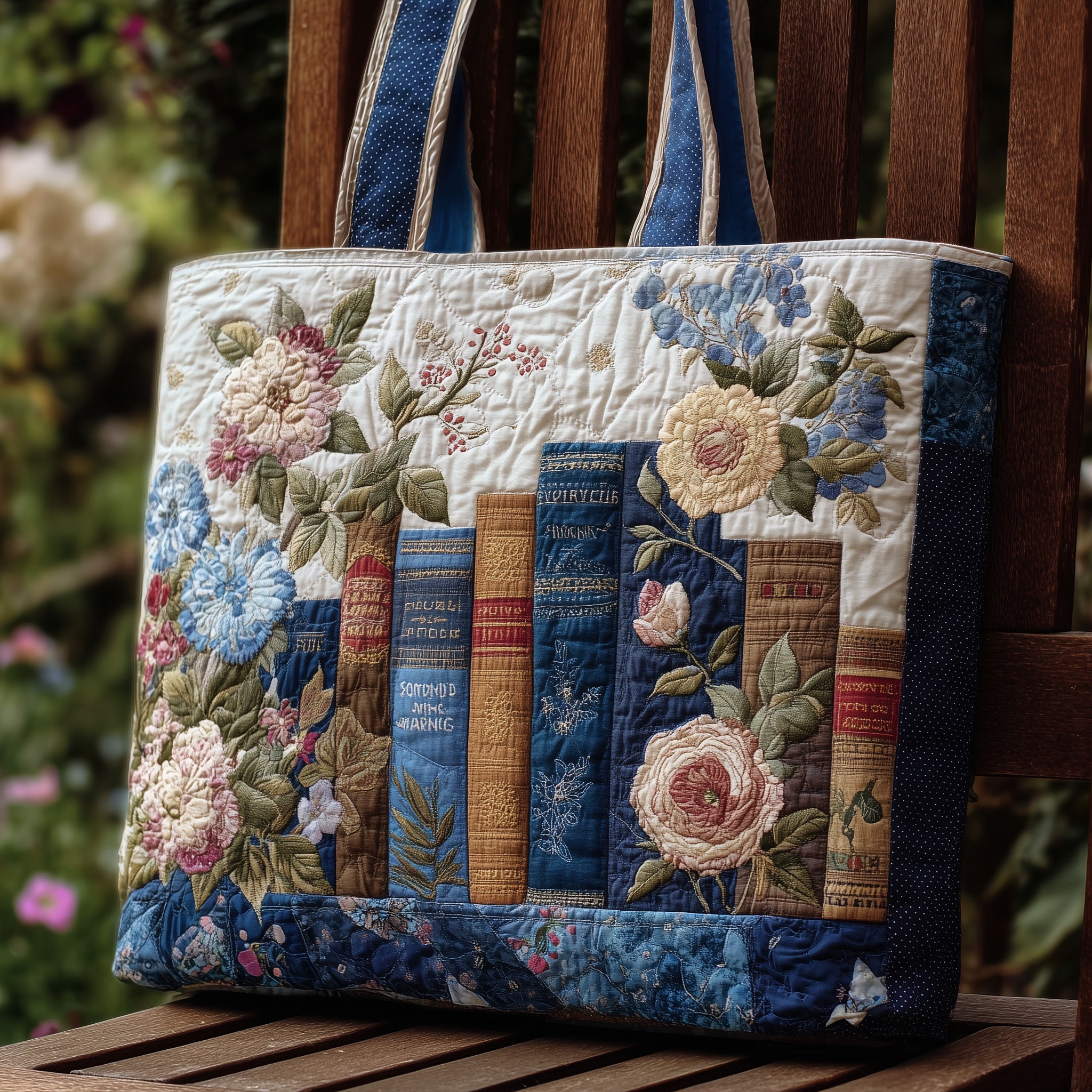 Bookworm Heaven Quilted Tote Bag Floral Tote Bags For Women Great Book Lover Gifts