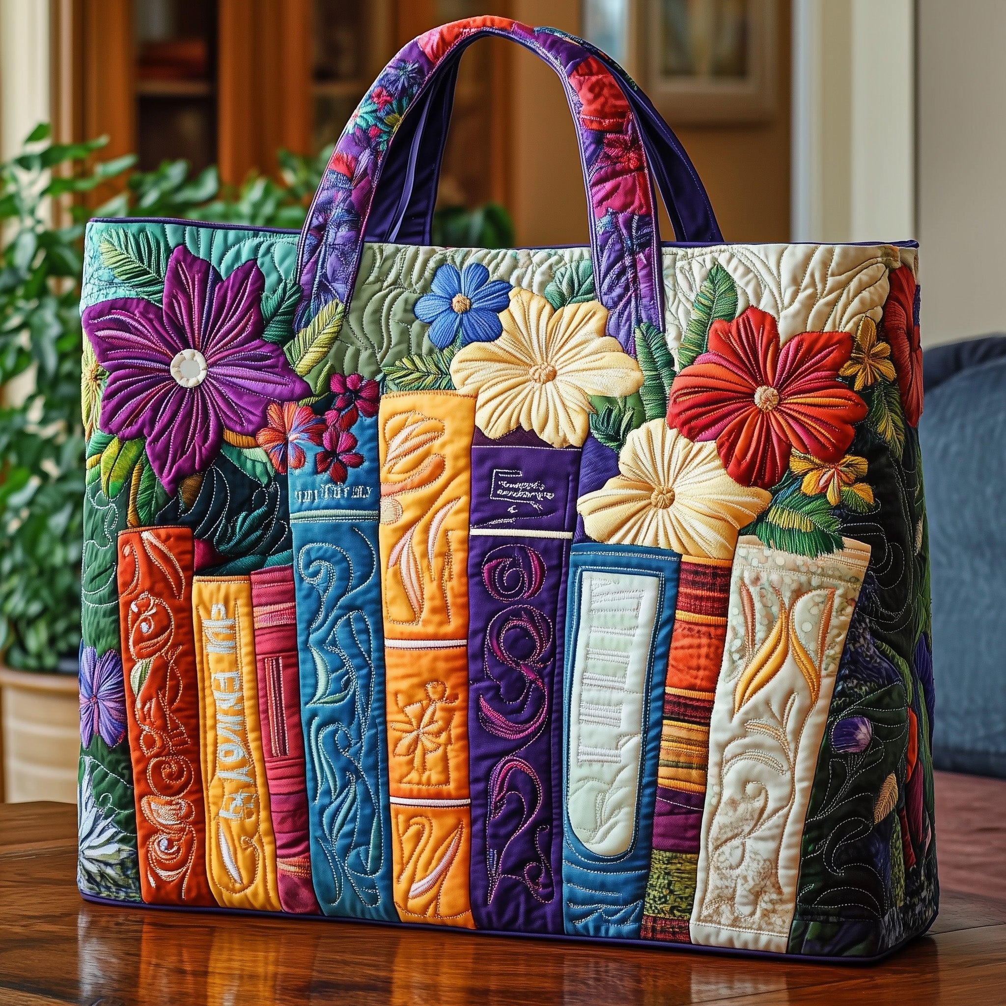 Bookworm Quilted Tote Bag Best Women's Shoulder Bags Great Book Lover Gift Ideas
