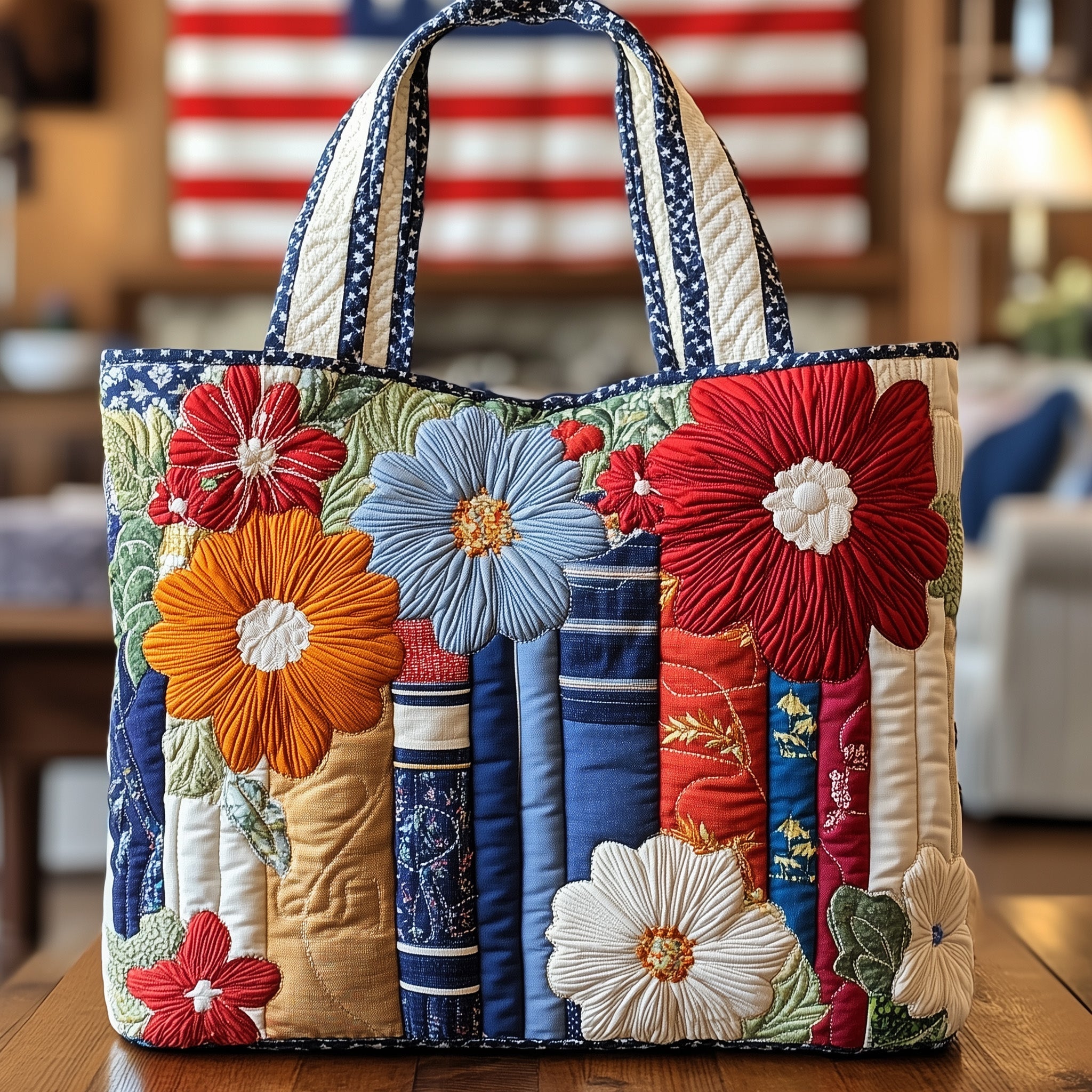 Bookworm Quilted Tote Bag Colorful Floral Travel Tote Bag Awesome Gifts For Book Lovers