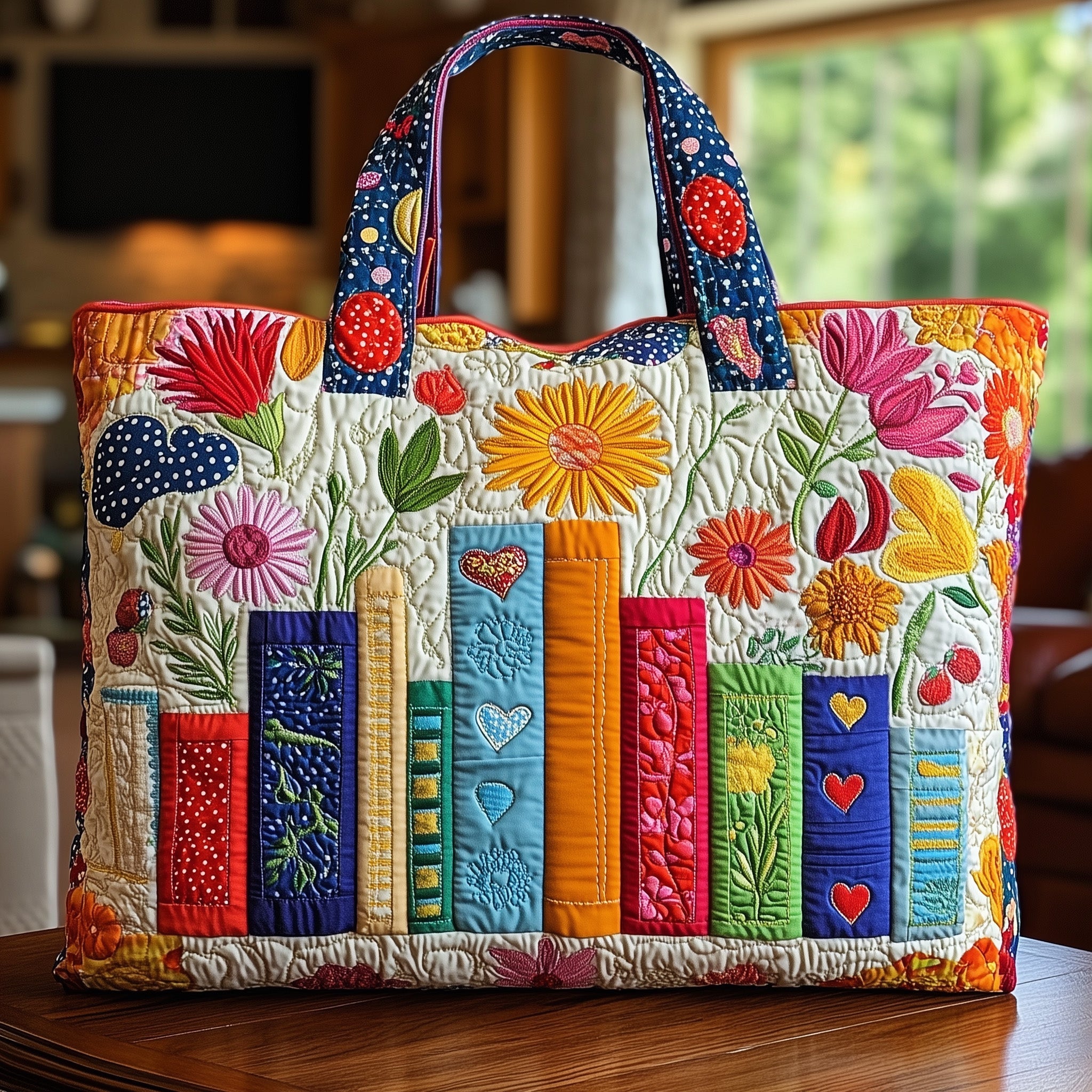 Bookworm Quilted Tote Bag Floral Shoulder Bags For Everyday Great Book Lover Gifts For Her