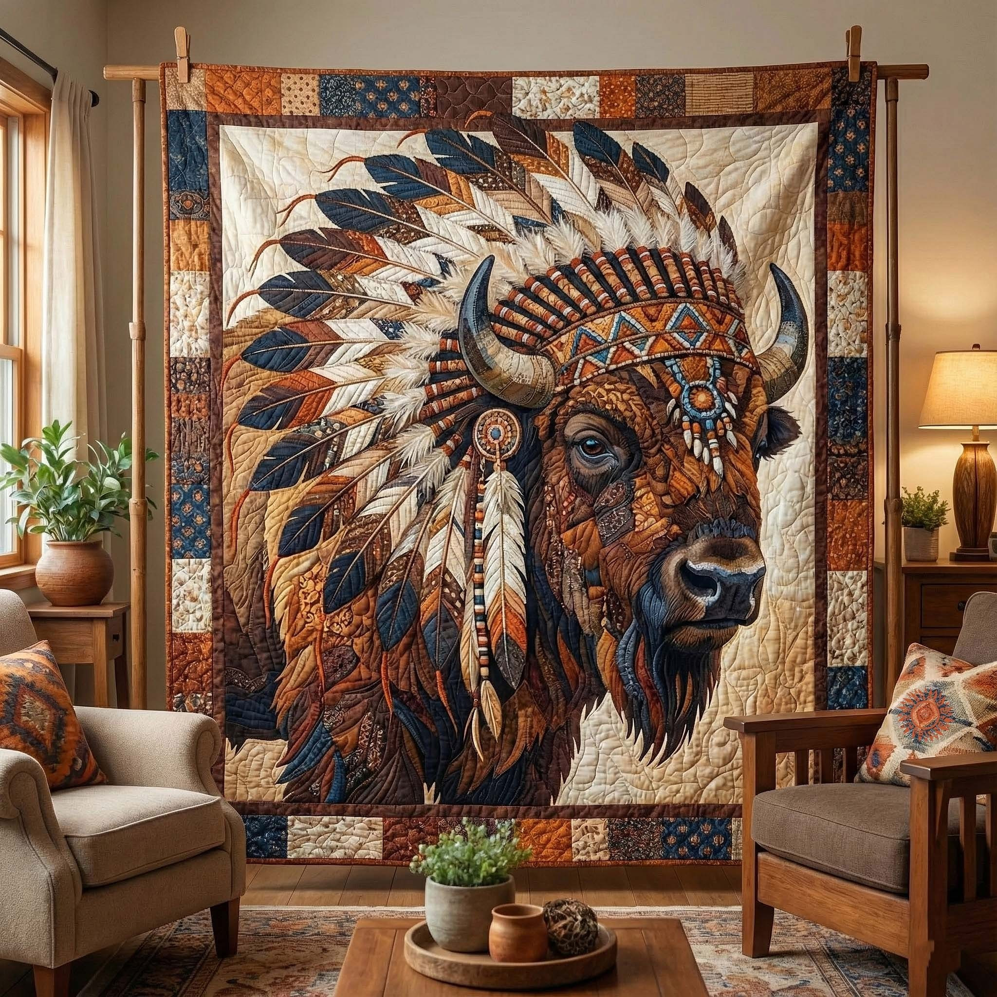 Buffalo Native American Quilted Blanket Best Throw Blanket Native American Gifts Ideas