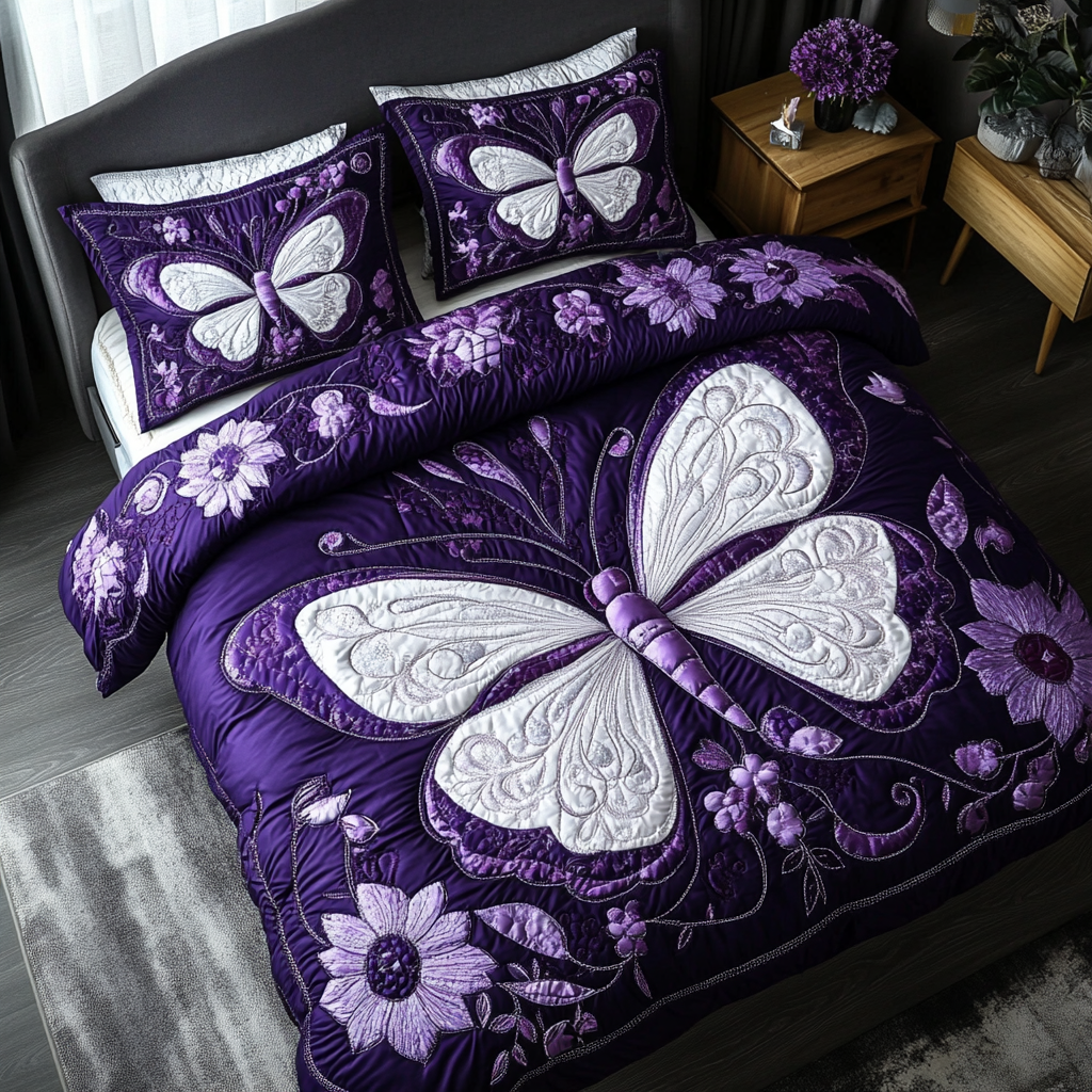 Butterfly Dance Quilted Bedding Set Duvet Cover Bed Sheet Set Butterfly Gifts For Girl