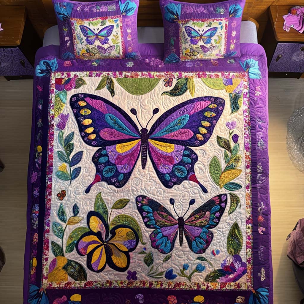 Butterfly Heart Song Quilted Bedding Set Bedroom Decorations Birthday Gifts With Butterflies