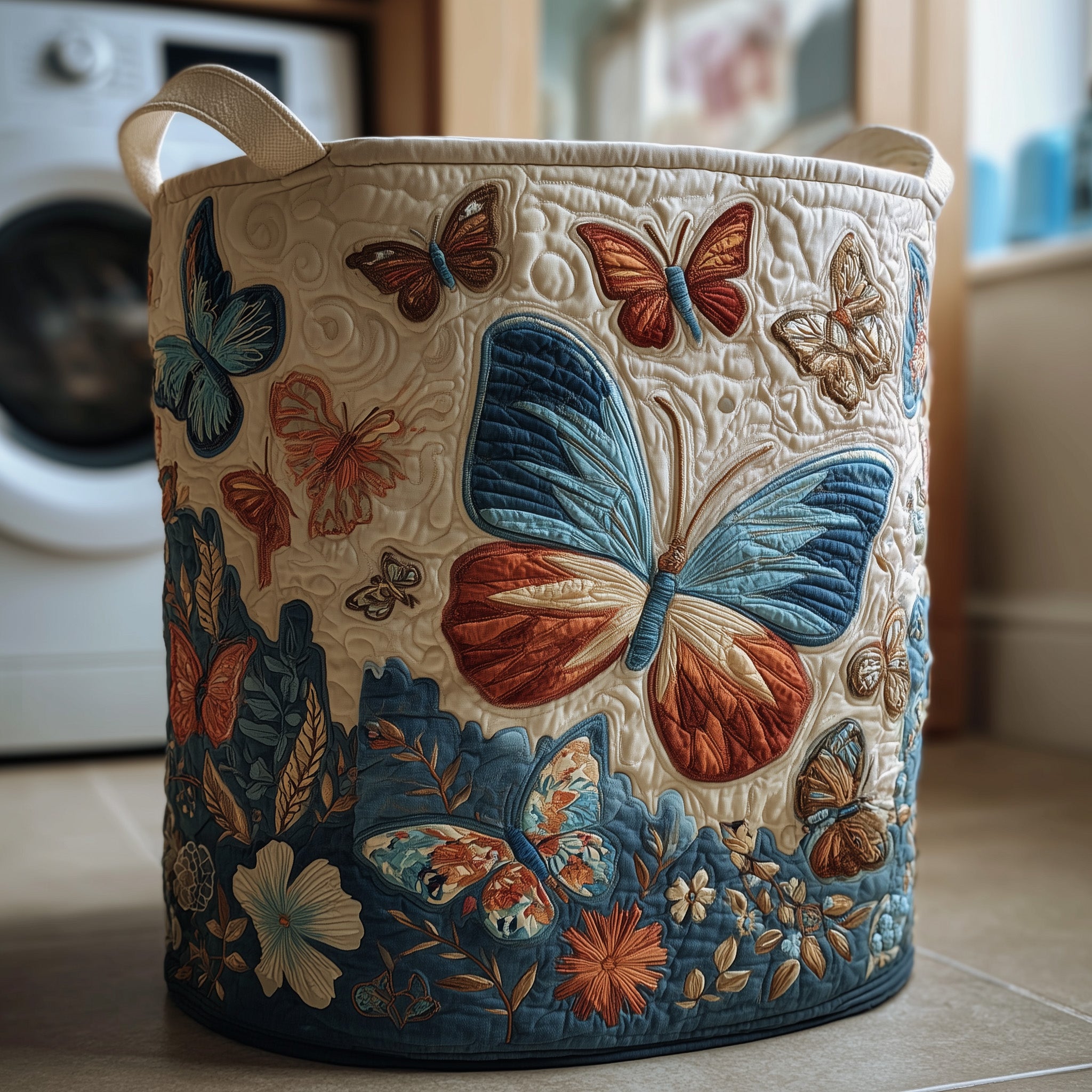 Butterfly Heaven Quilted Laundry Basket Floral Clothes Basket Butterfly Themed Gift Items