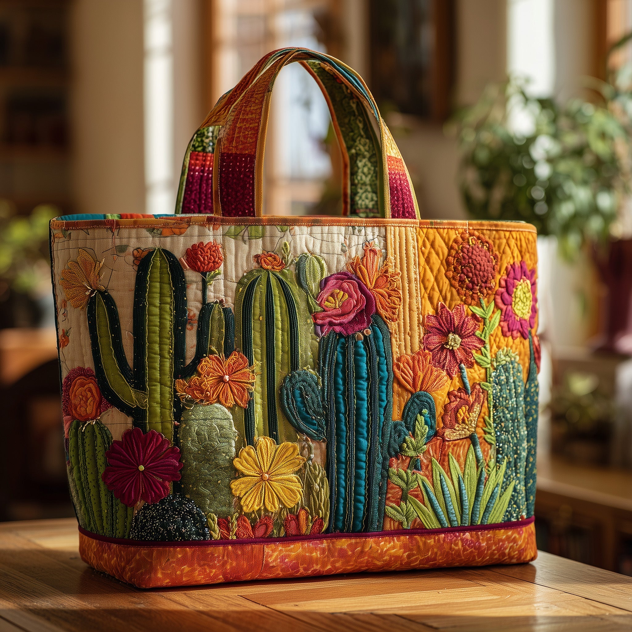 Cacti Garden Quilted Tote Bag Trendy Bags For Women Best Birthday Gifts Ideas