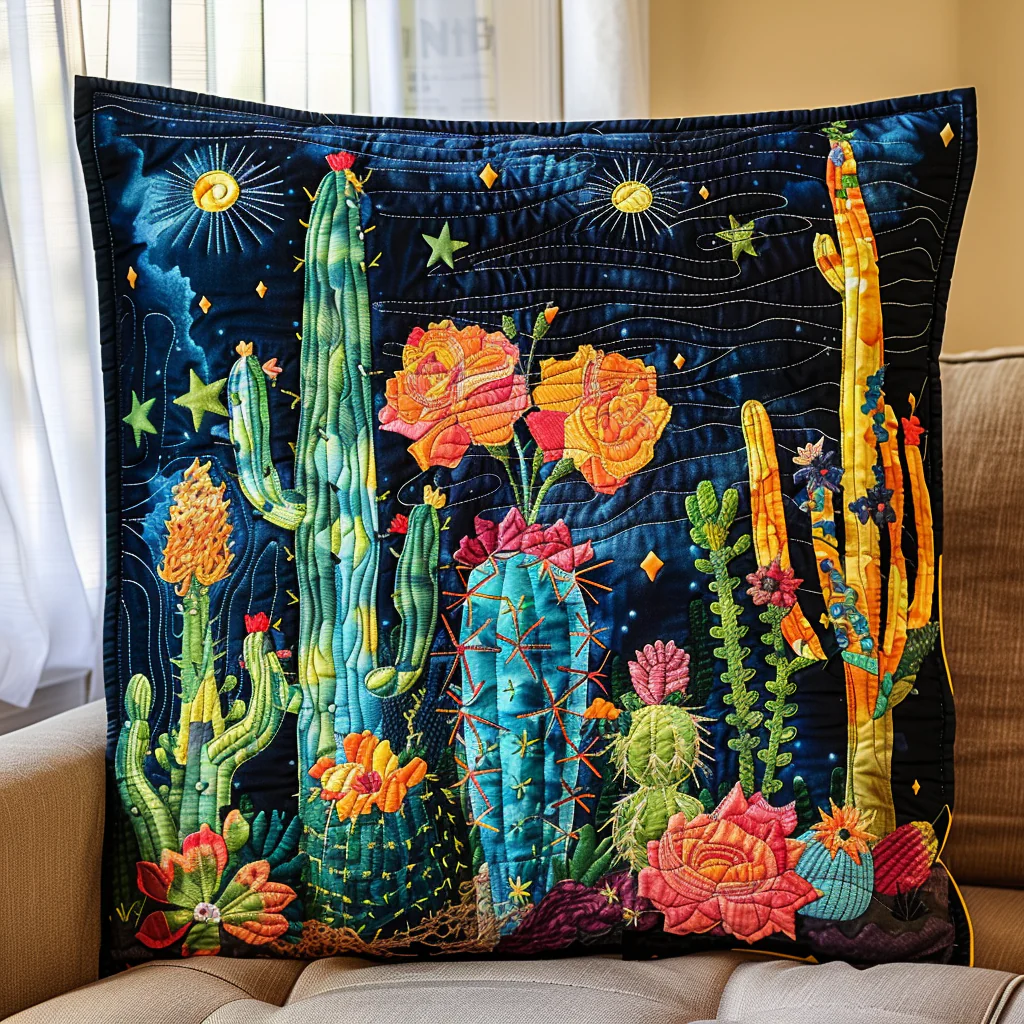 Cactus Dream Quilted Pillow Case Decorative Pillow Covers Gift For Best Friend