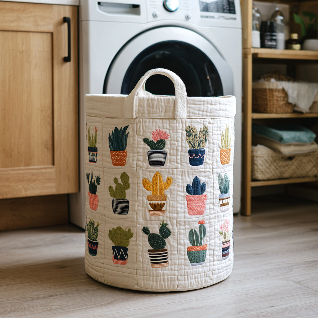 Cactus Planter Pop Quilted Laundry Basket Fabric Storage Bin Cactus For Birthday Gifts