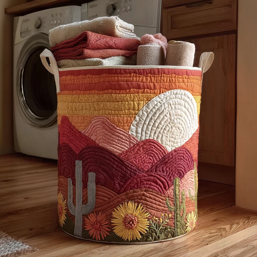 Cactus Western Quilted Laundry Basket Cute Storage Bin Hamper Good Mothers Day Gifts