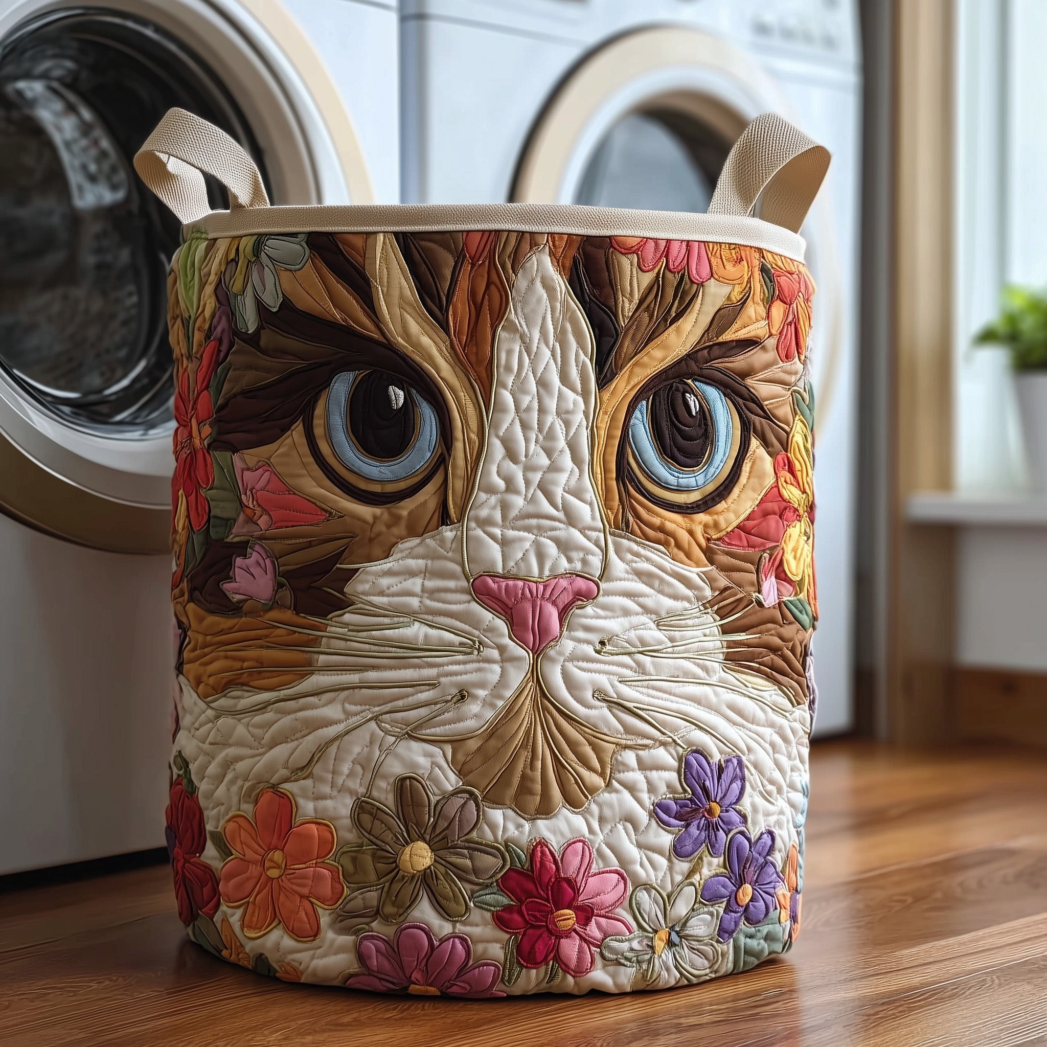 Calico Cat Artistic Quilted Laundry Basket Unique Cool Laundry Basket Cat Presents For Women