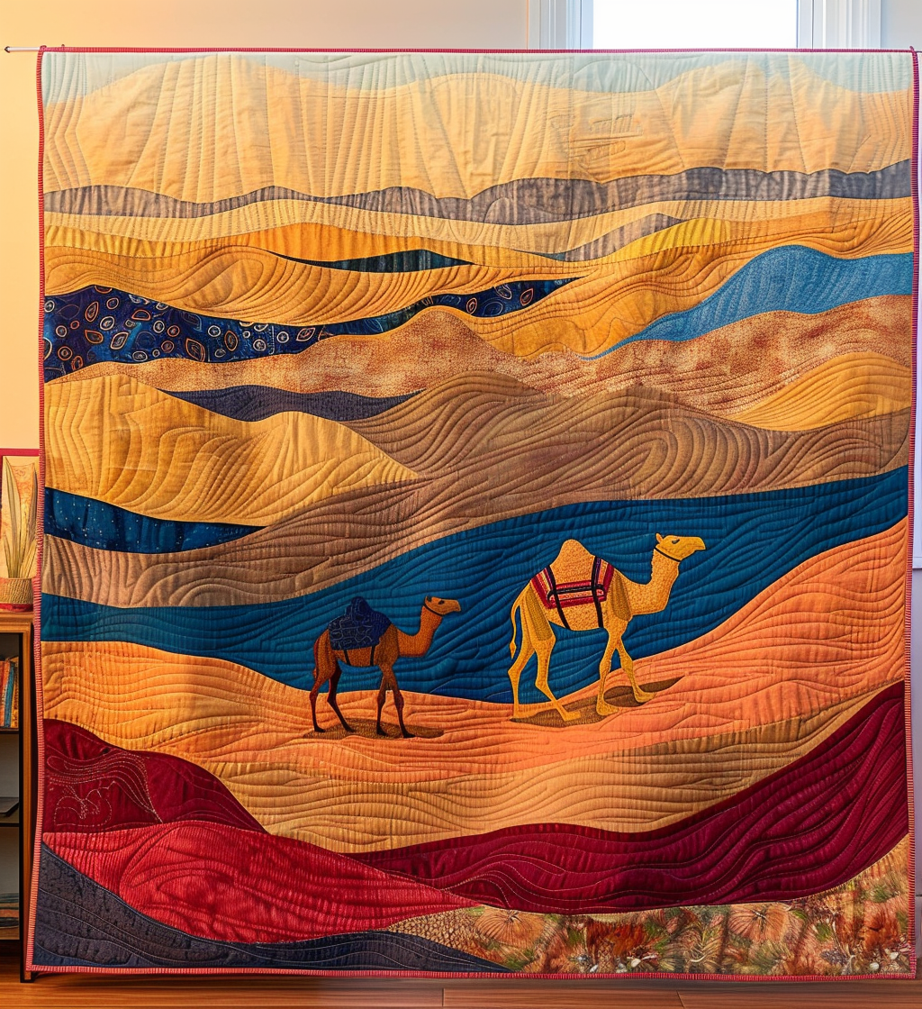 Camel Journey Quilted Blanket Best Throw Blanket Xmas Gifts For Family