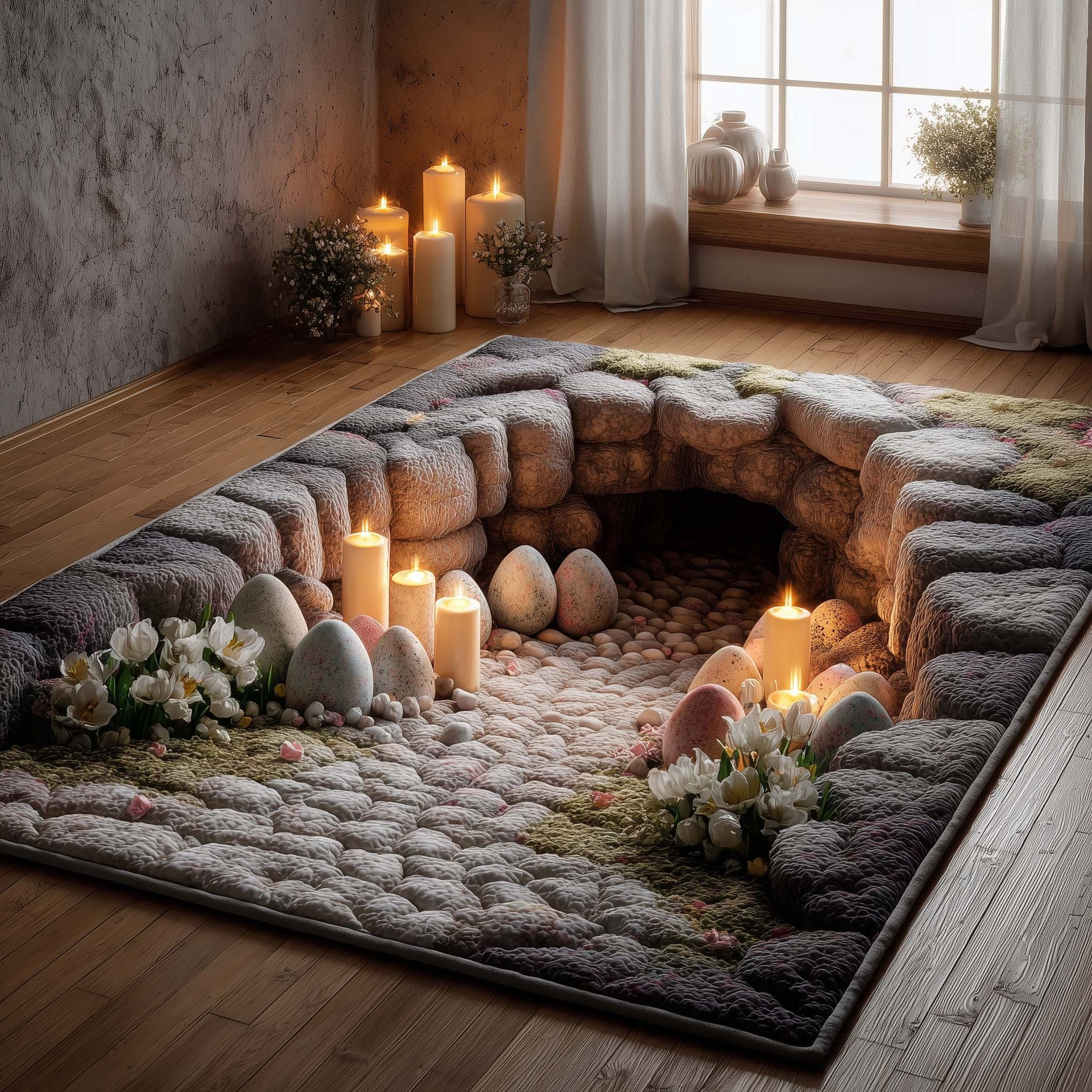 Candlelit Easter Hope Quilted Area Rug Festival Home Decor Easter Presents For Family