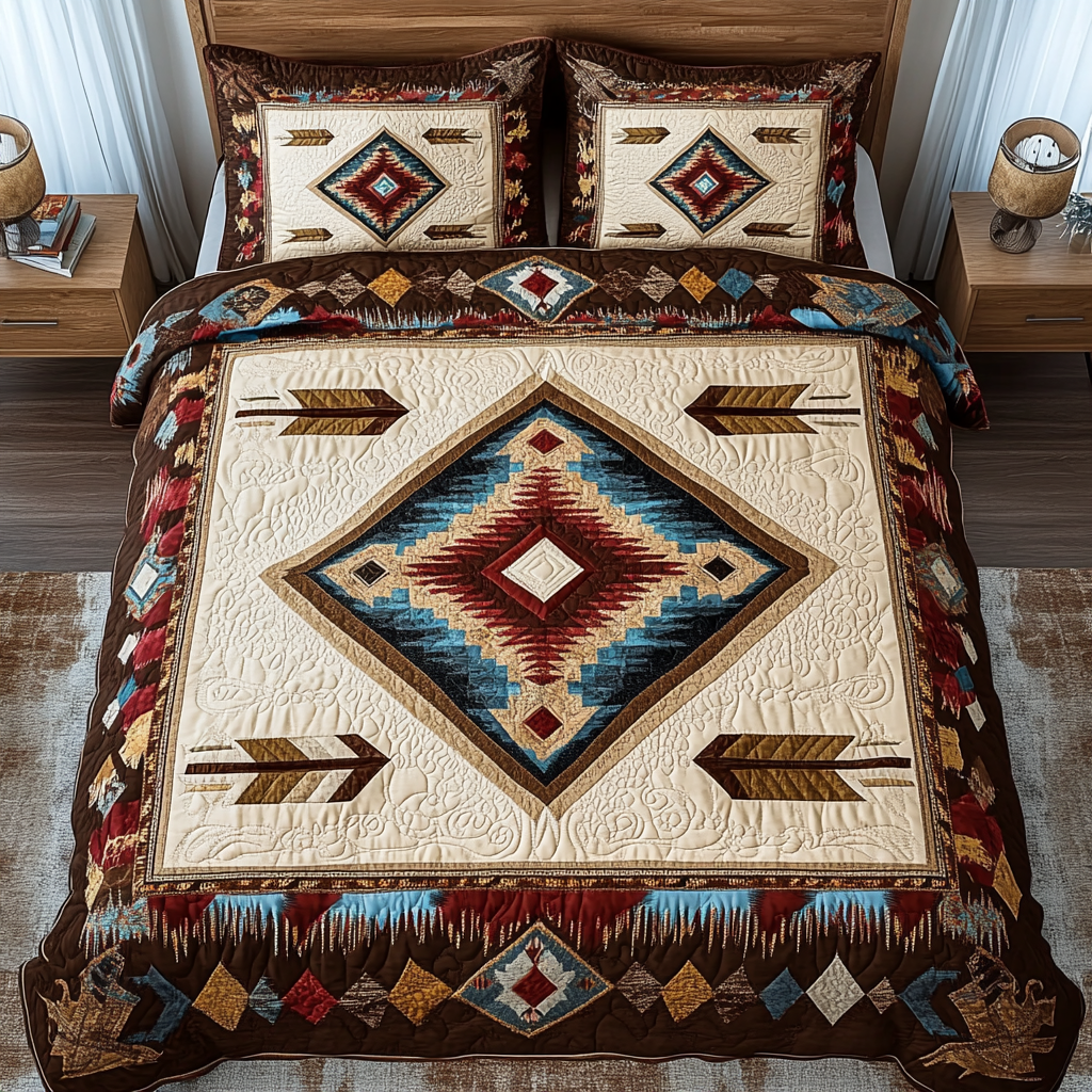 Canyon Dream Quilted Bedding Set Xmas Holiday Duvet Cover Set Native American Pride Gifts