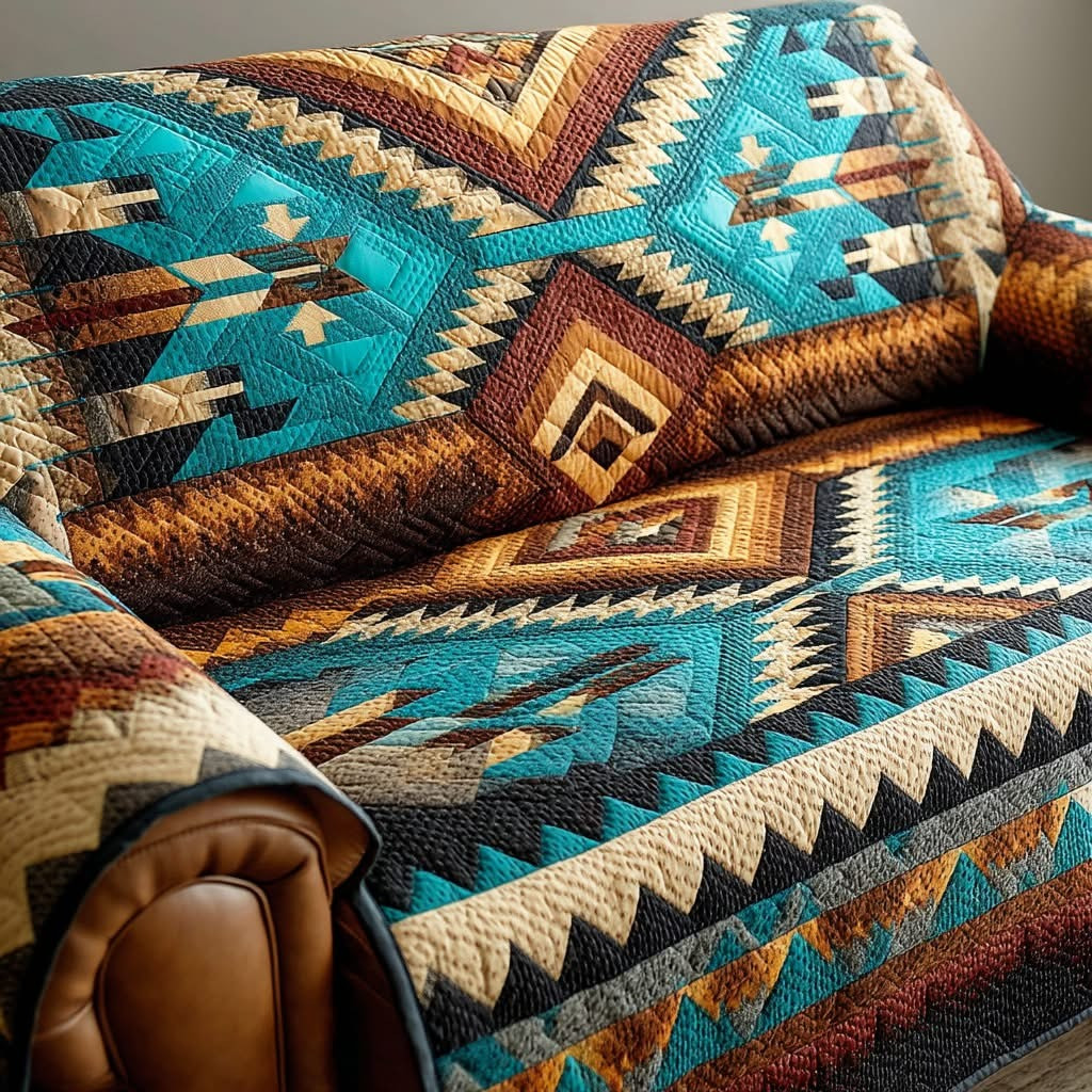 Canyon Weave Quilted Sofa Cover Southwestern Tribal Sofa Protector Native American Gift Shop
