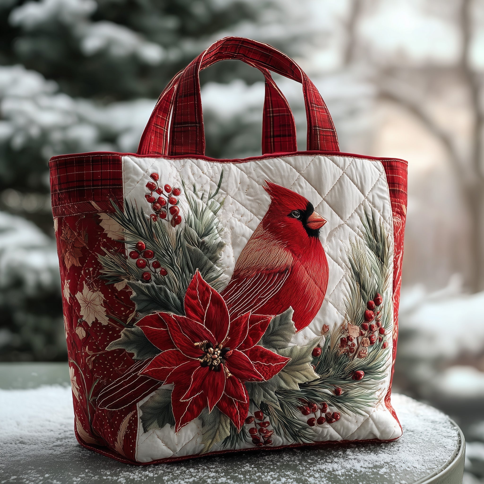 Cardinal Charm Quilted Tote Bag Best Women s Shoulder Bags Red Cardinal Gifts For Mom