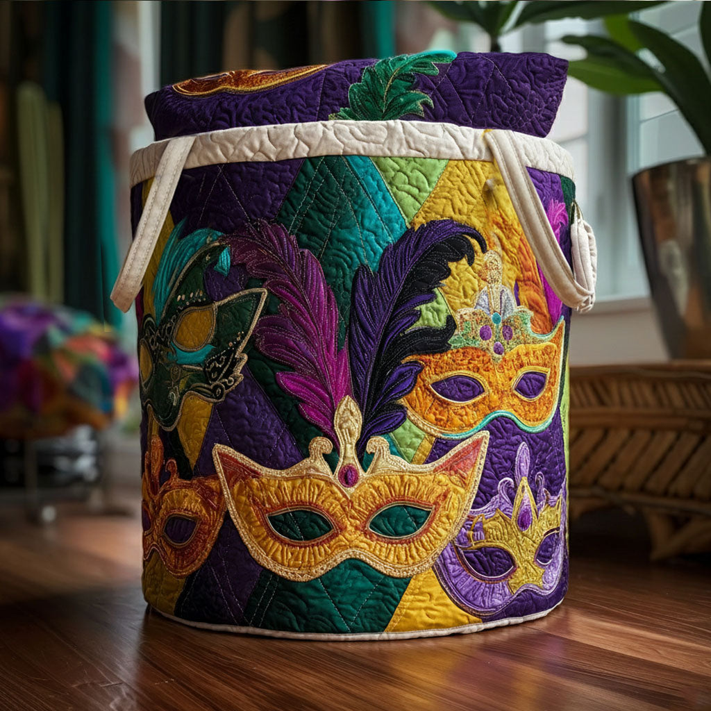 Carnival Mask Mardis Gras Quilted Laundry Basket Themed Items Mardi Gras Merchandise Gifts
