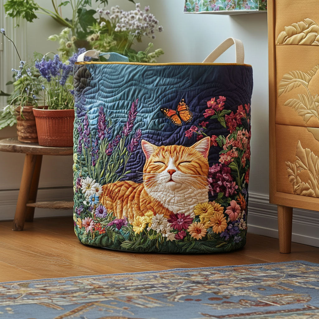 Cat Butterflies Floral Quilted Laundry Basket Cute Clothes Hamper Family Gifts For Mom