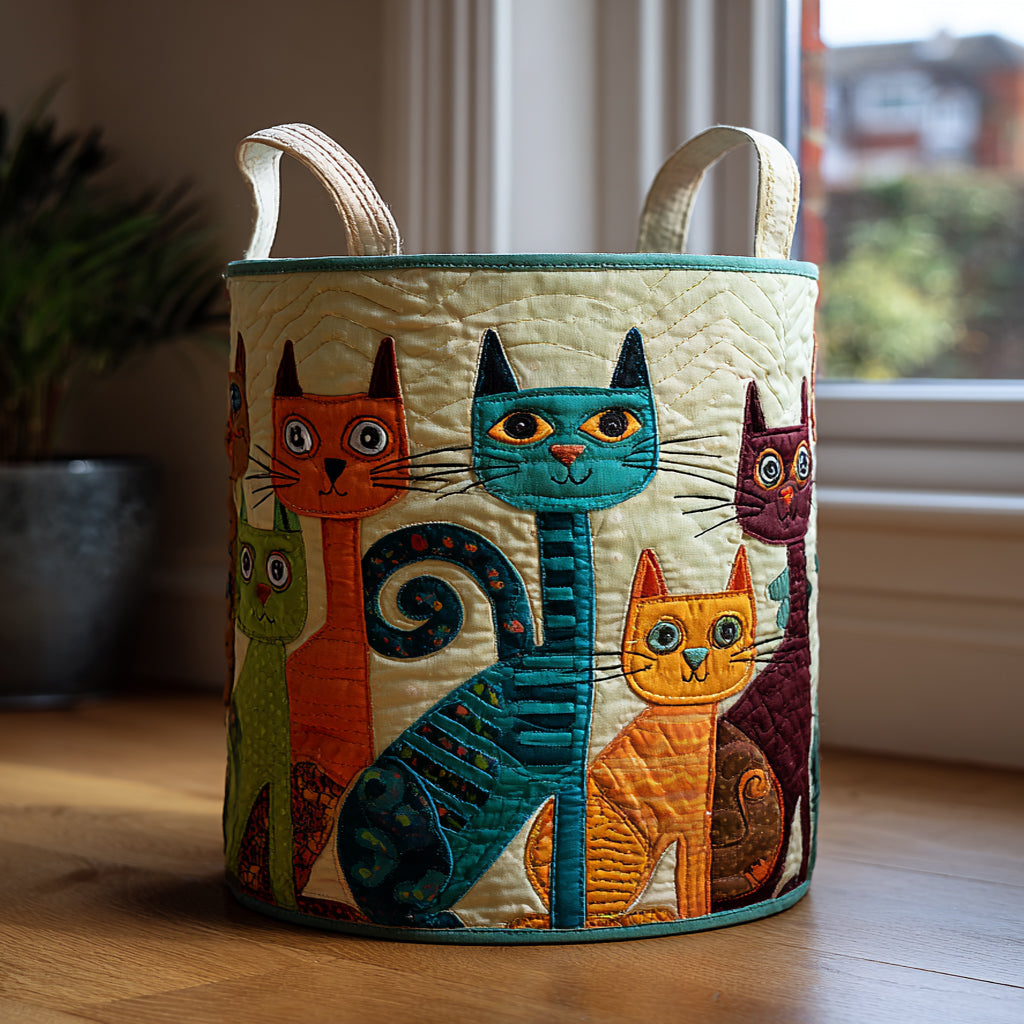 Cat Delight Laundry Basket Cute Fabric Storage Bin Hamper Present Ideas For Cat Lovers