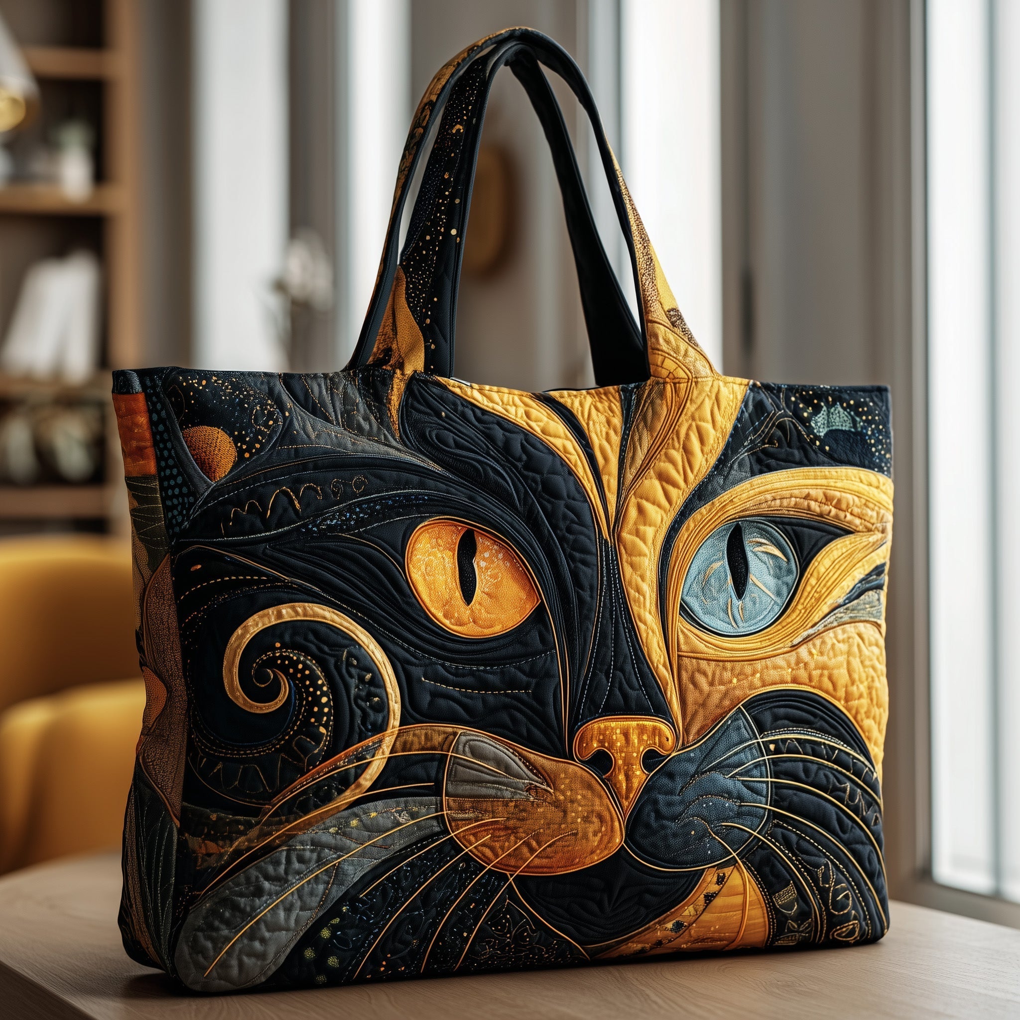 Cat Face Quilted Tote Bag Best Bags For Women Cat Mom Gifts For Mother's Day