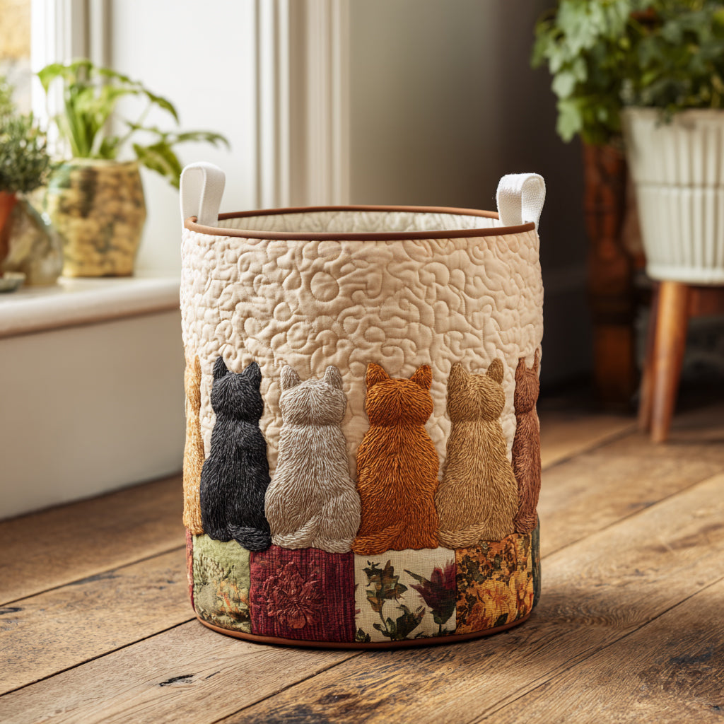 Cat Gathering Laundry Basket Cute Best Fabric Storage Bin Hamper Items For Cat Lovers