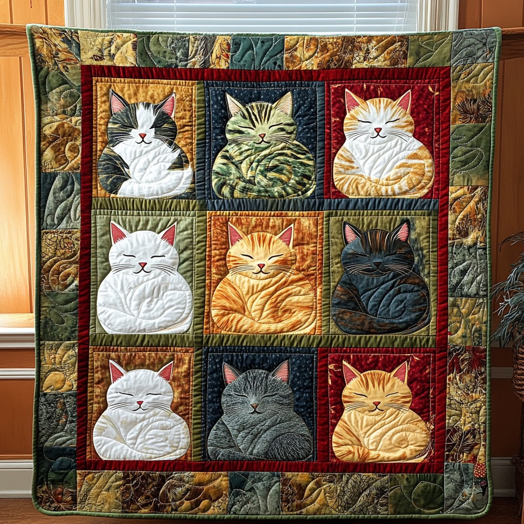 Cat Purrfect Rest Quilted Blanket Cute Animal Throw Blanket Present For Cat Lovers