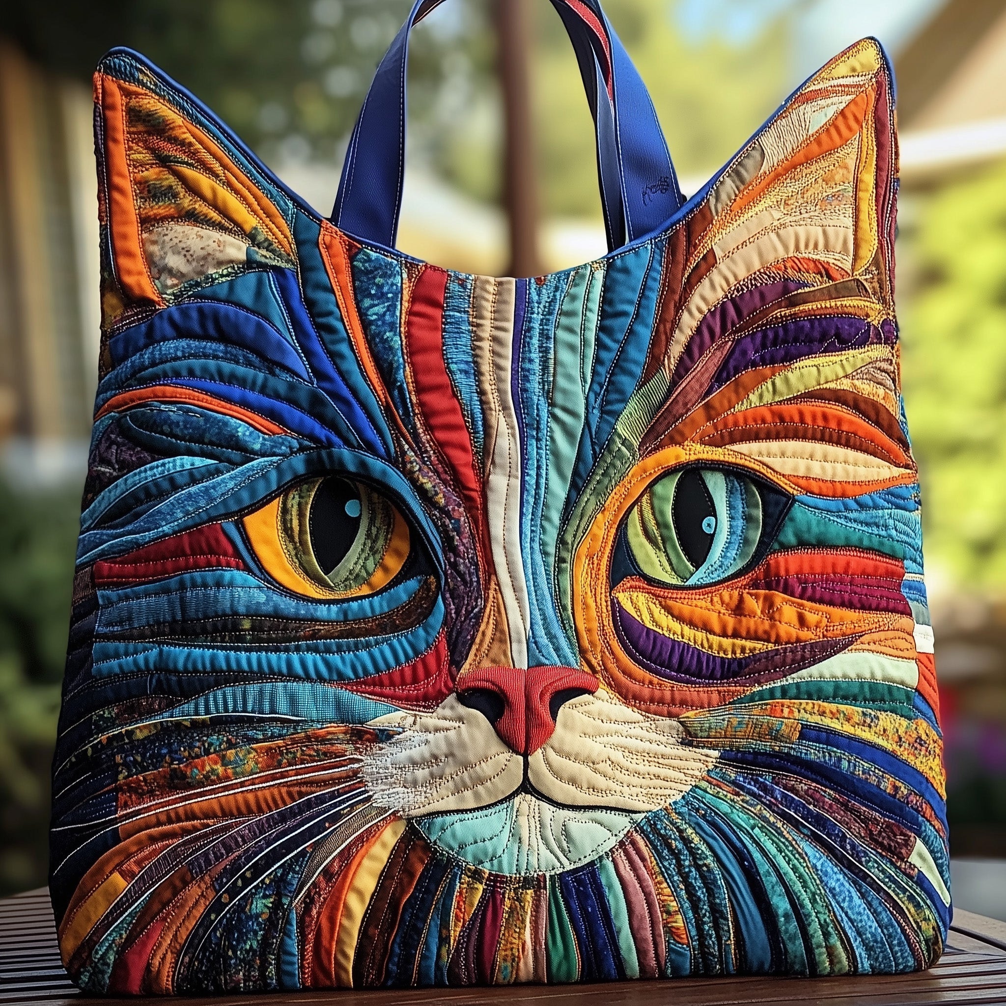 Cat Purrs Quilted Tote Bag Colorful Shoulder Bags For Women Great Cat Lover Gifts