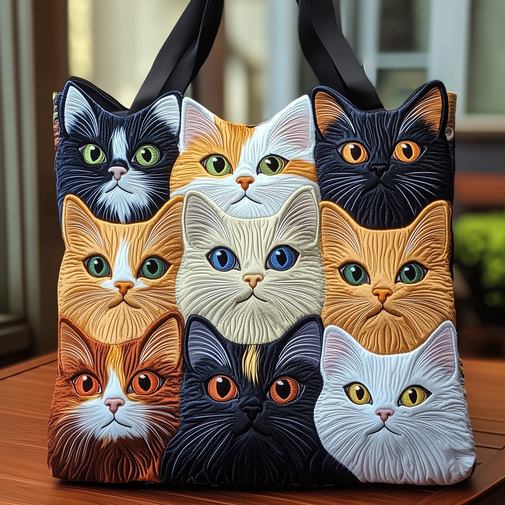 Cat Purrs Quilted Tote Bag Most Popular Shoulder Bags Cute Cat Lover Ideas For Gifts