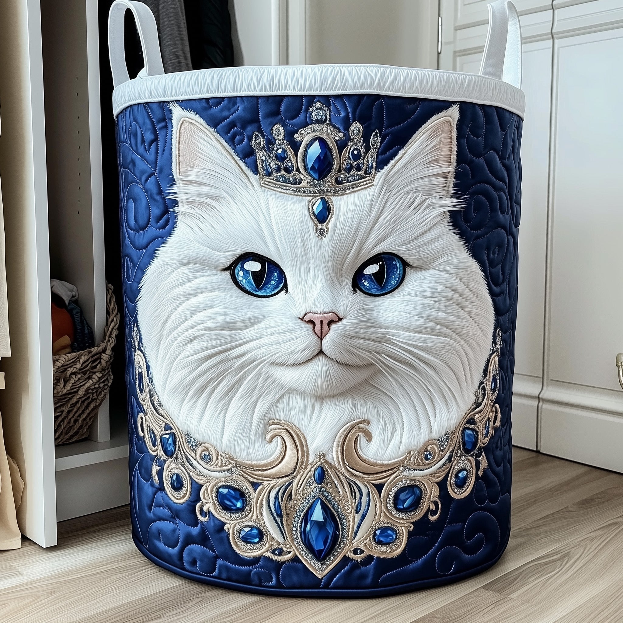 Cat Queen Quilted Laundry Basket Elegant Animal Laundry Hamper Presents For Cat People