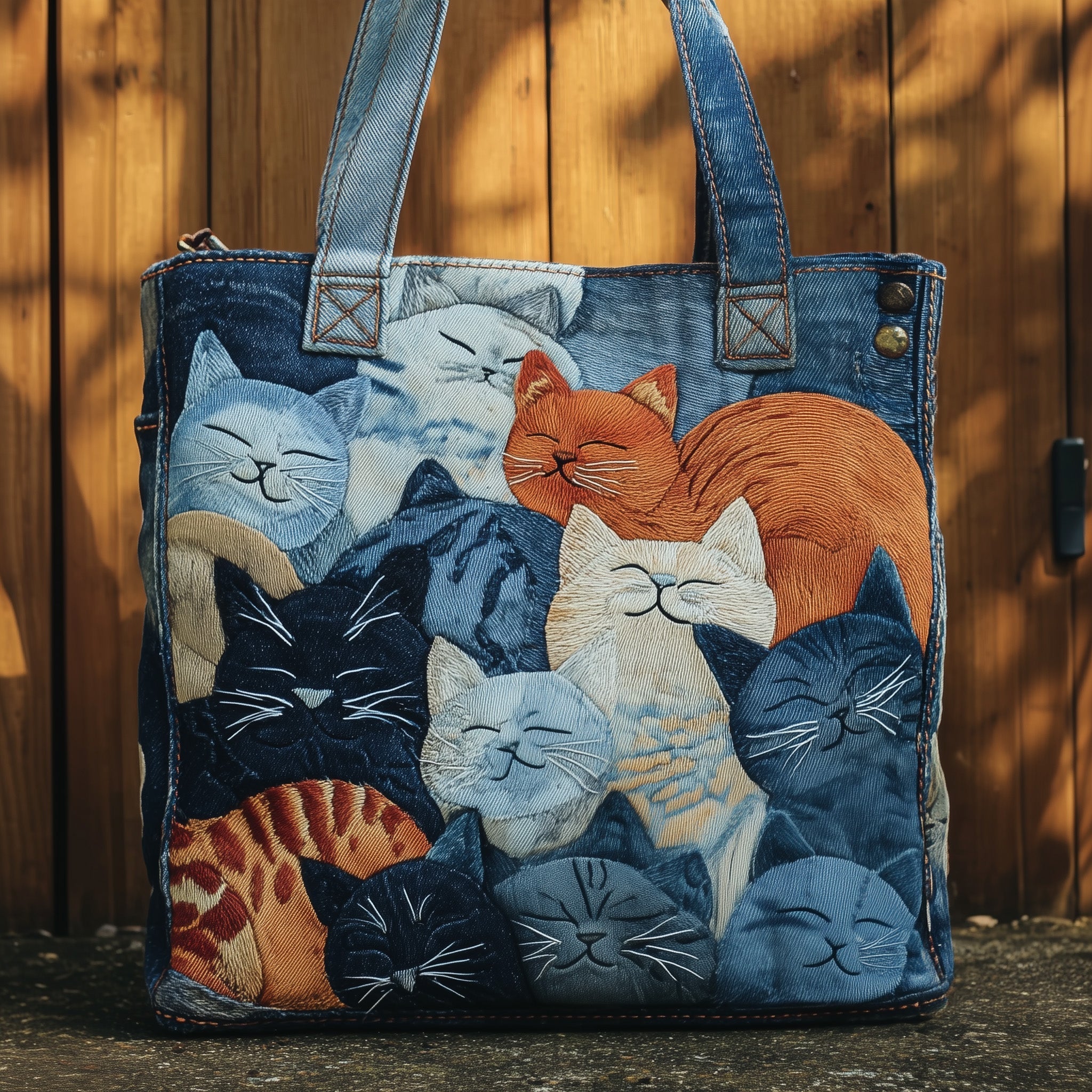 Cat Quilted Tote Bag Best Shoulder Handbags Cute Cat Lover Gifts For Women