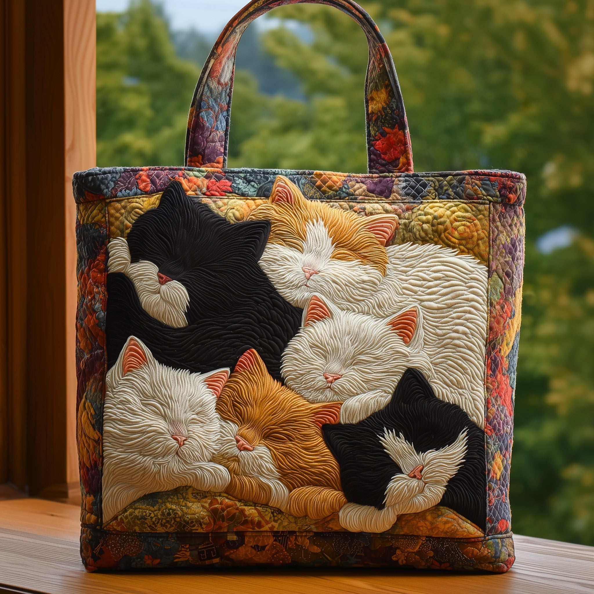 Cat Sleeping Quilted Tote Bag The Perfect Everyday Tote Bag Cat Mom Gift Ideas